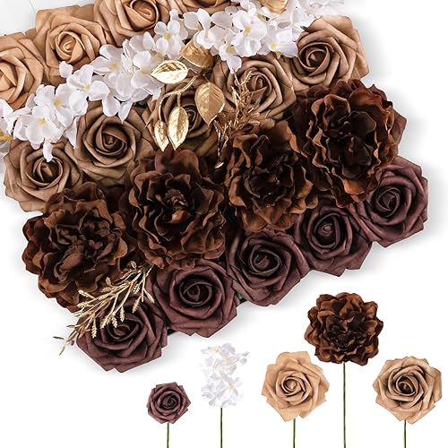 TINGE TIME Artificial Flowers Combo Set, Gradient Color Flower Leaf
