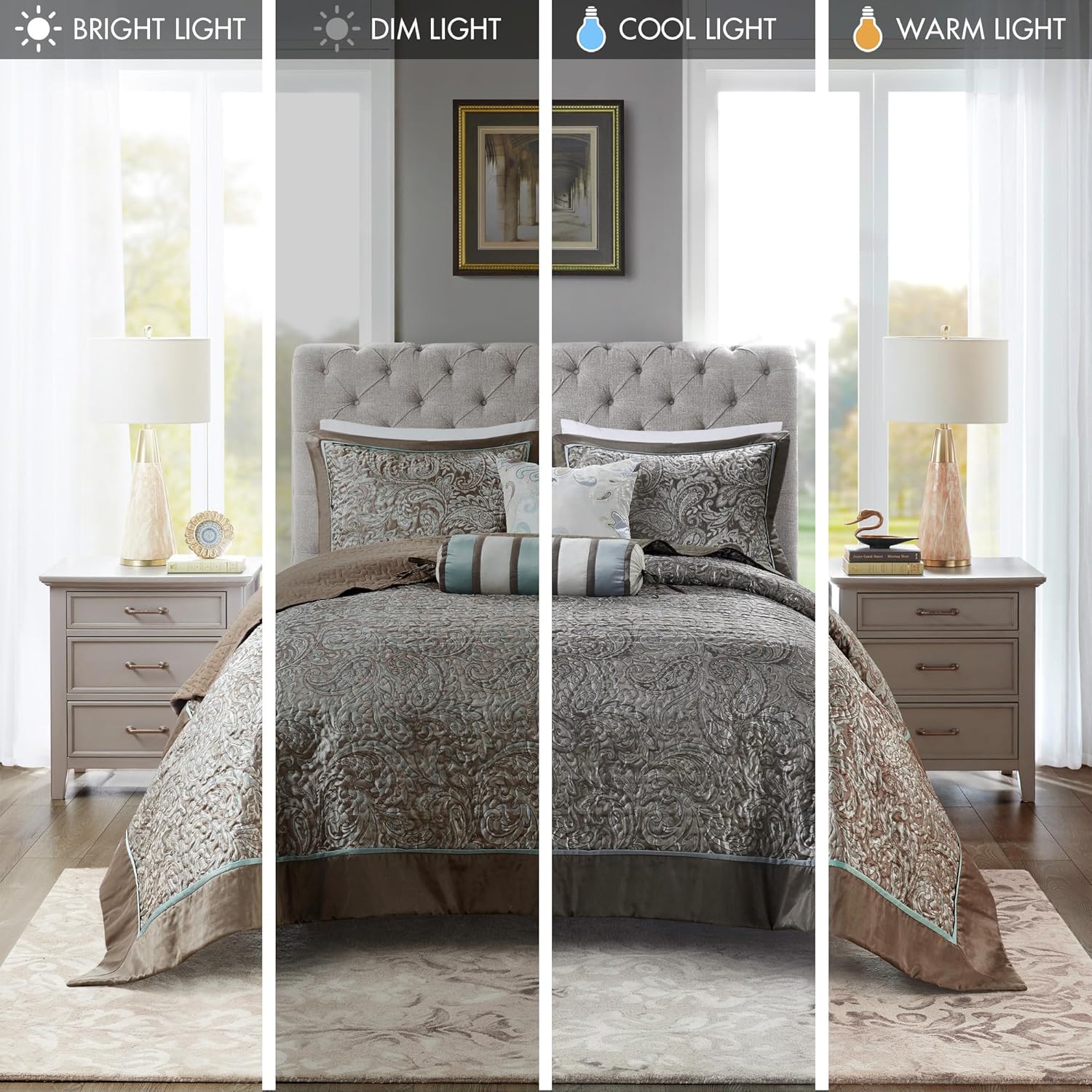 Madison Park Aubrey Reversible Quilted Bedspread Set, Solid Reverse Summer Breathable, Lightweight All Season Bedding Layer, Matching Shams, Bedspread King(120"x118"), Blue 5 Piece - Image 6