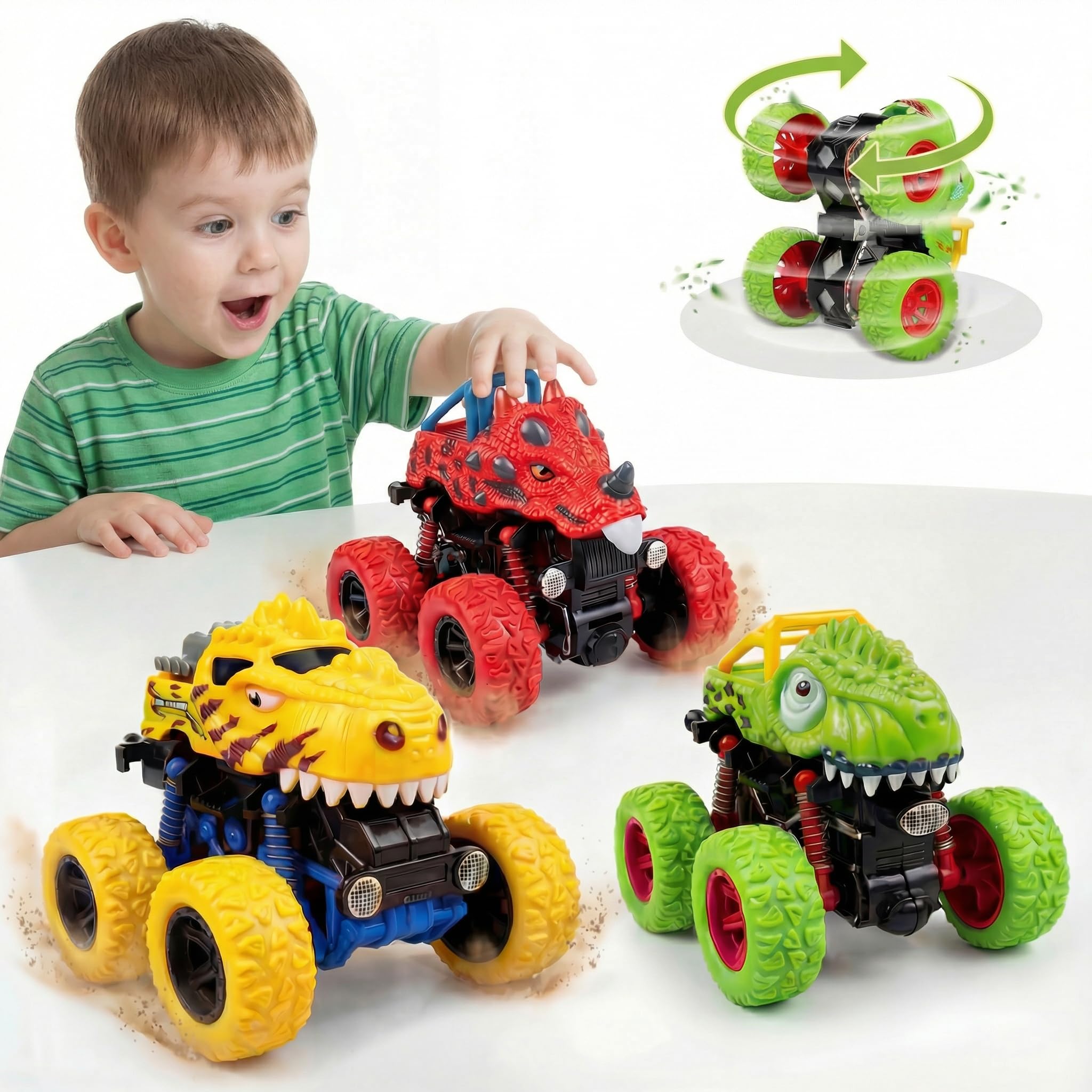 Dinosaur Monster Trucks - 3 Pack for Kids -1