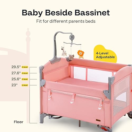 Miniatura 2 de HARPPA Pack and Play 6 en 1, corralito portátil para bebé, para viajes, cuna con colchón, moisés rodante para bebé, paquete y juego con cambiador,