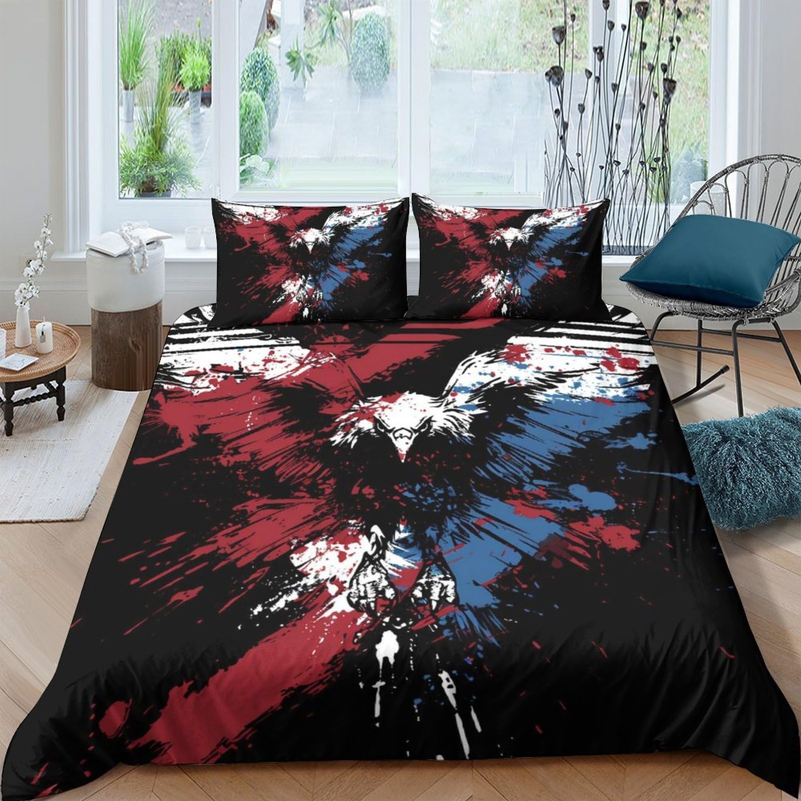 Ctjqhvkz Style-2 3D Printed Abstract Splash Fitted Sheet Microfiber Black Red Blue Artistic Bed Cover Modern Bedroom Decor Single（135X200cm）