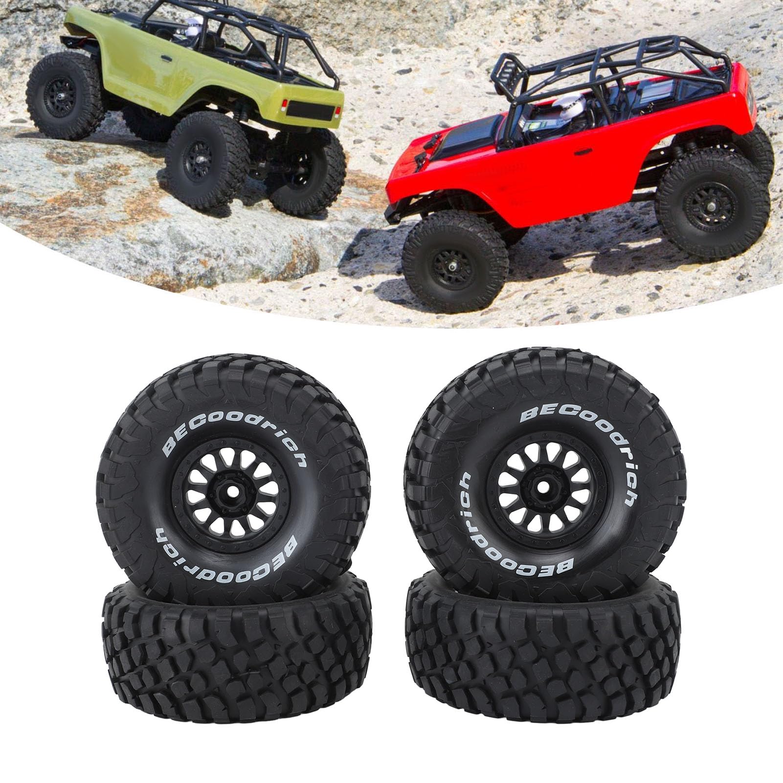 4 Pièces RC Voiture Pneu Poignée en Caoutchouc Plastique Haut Amorti RC Voiture Roue Jante Pneu pour Mojave UDR 1/7 Camion Court