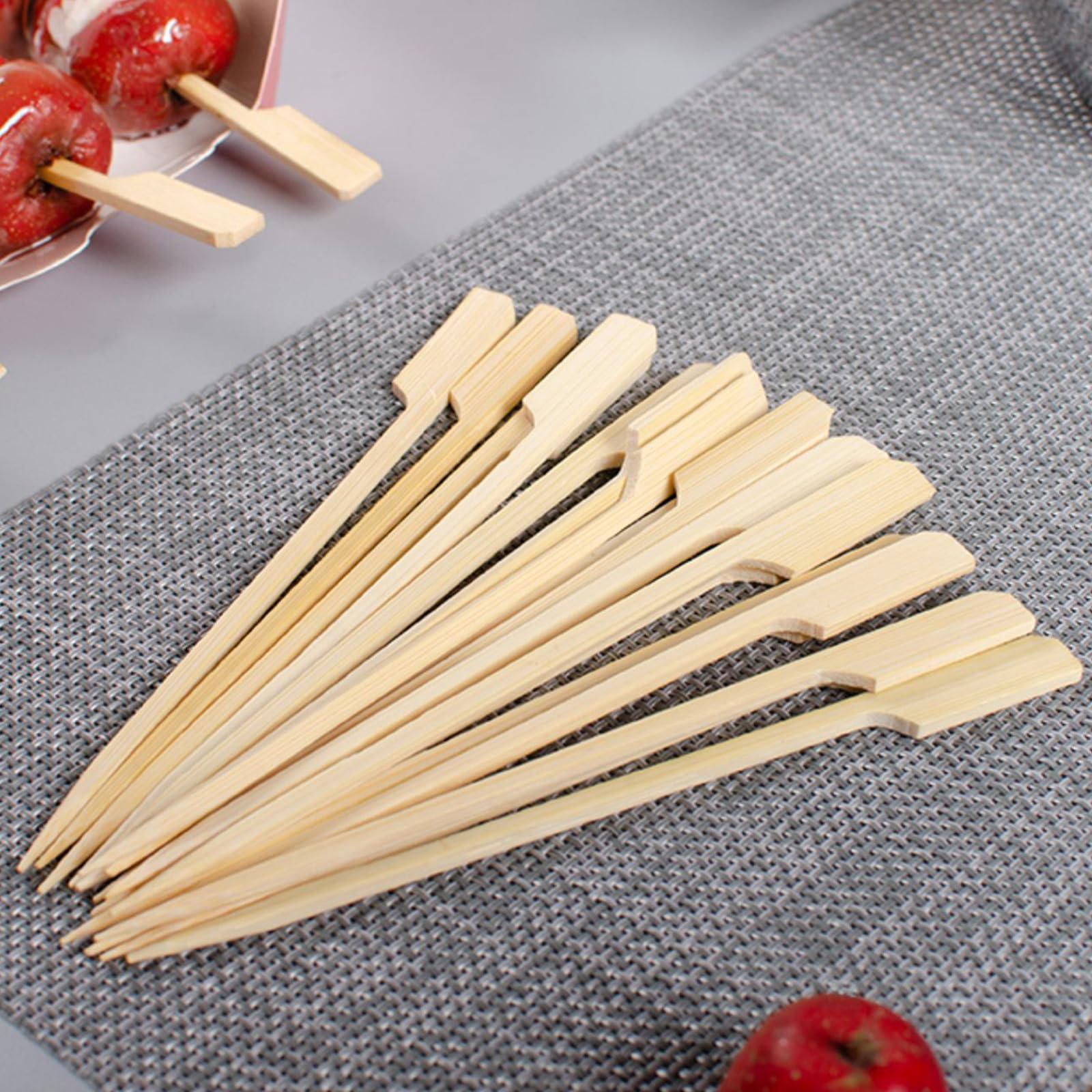 200 Pieces Paddle Bamboo Skewers, Flat Burgers Sticks Children Skewers Kids Wooden Fruits Picks Cocktail Sticks Satay Skewers Barbecue Kebabs Skewers for Buffets Party,Cocktail Sticks - Image 3