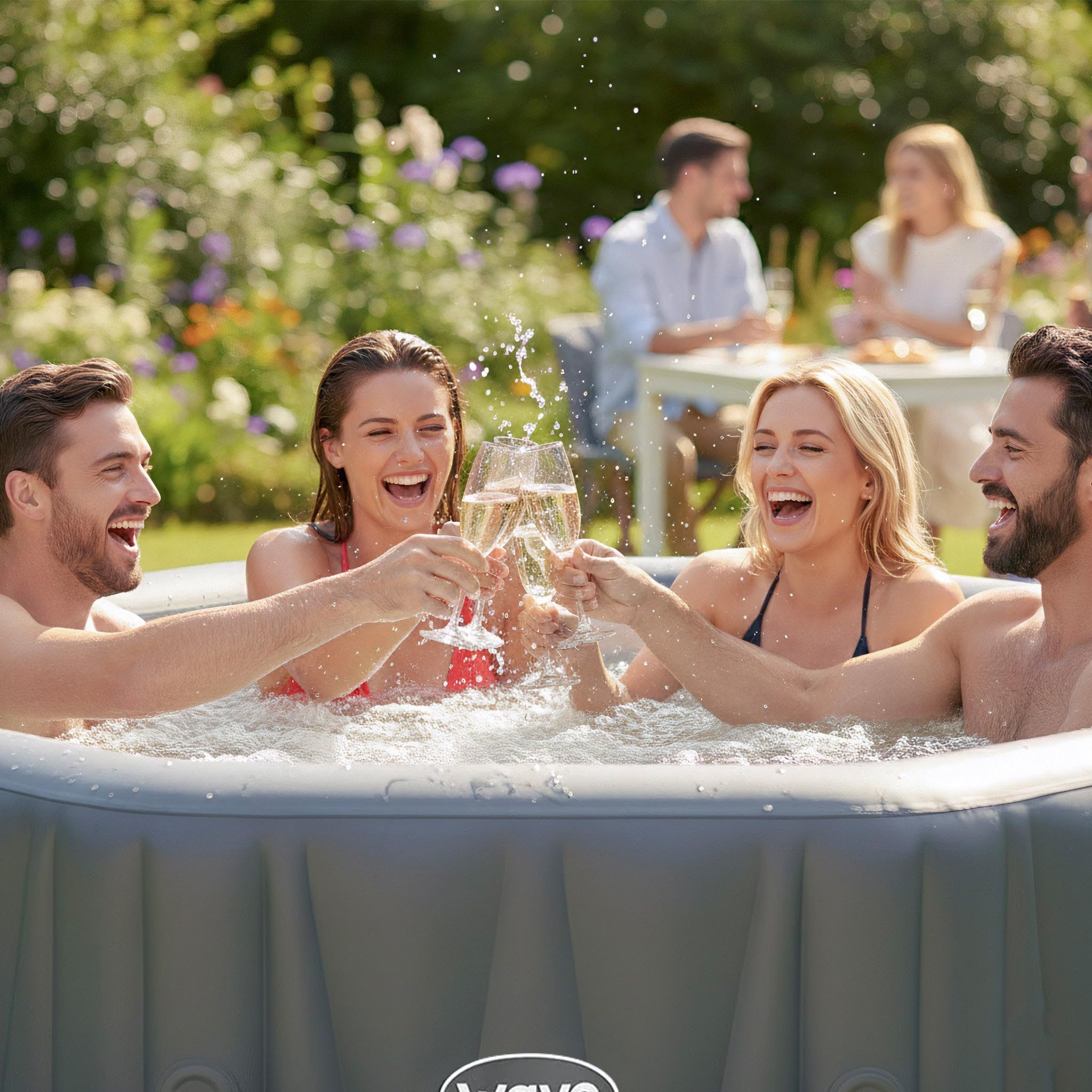 SPA Inflable Wave | Calentador ecológico Integrado | Sistema de Masaje Aquajet | Protección anticongelante | Configuración rápida de 15 Minutos (Aegean, 6 Personas | Gris Oscuro)