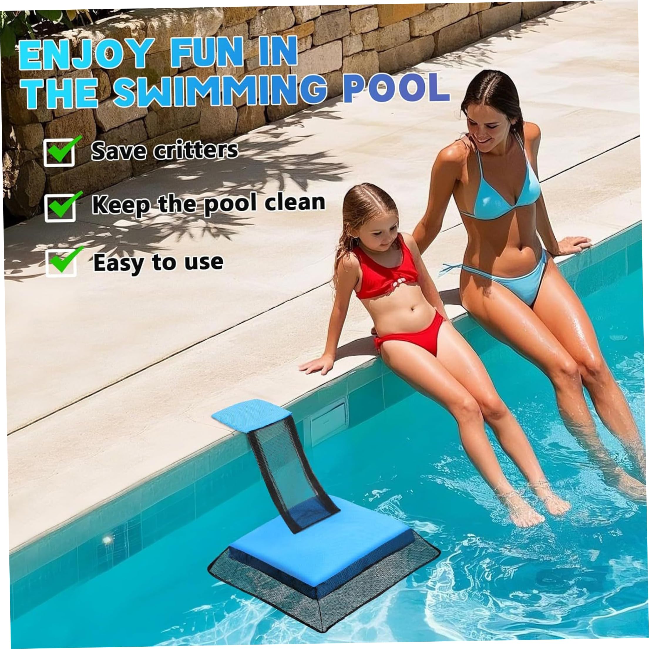 2-teilige wasserdichte Entenrampe für Pool, UV-beständiger Pool-Froschschutz und Tierfluchtrampe, Rettung für Kleintiere, Blau