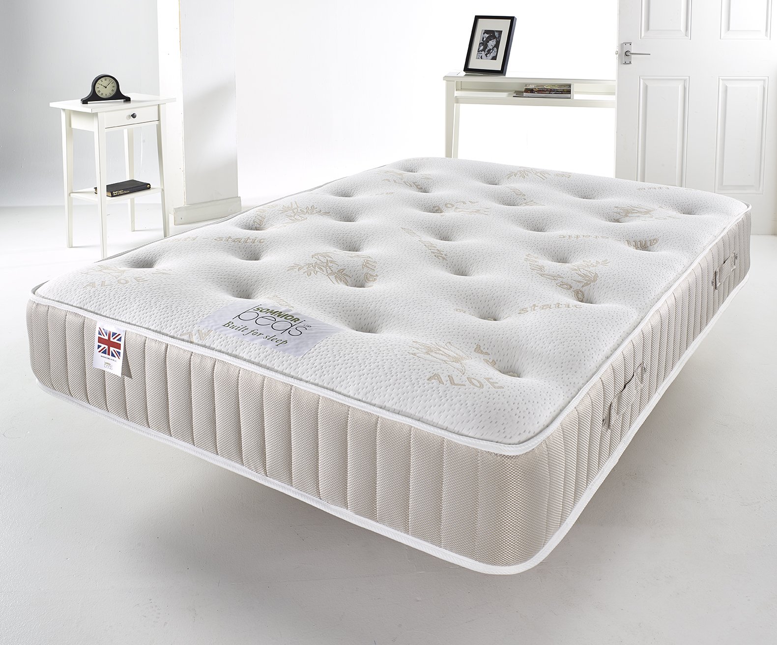 Aloe Vera 25cm sprung memory foam mattress available in all UK sizes -SINGLE (3'0)