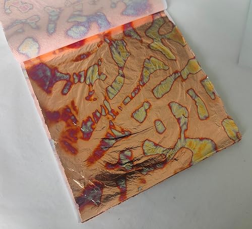 JINRUISI Folleto de 50 hojas de papel de aluminio de oro abigarrado, colorido de imitación de hoja de oro, arte decorativo (patrón de lombriz de