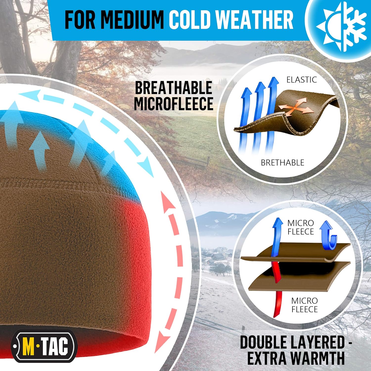 M-Tac Fleece Watch Cap - Army Military Tactical Beanie Hat Winter Skull Cap - Image 4