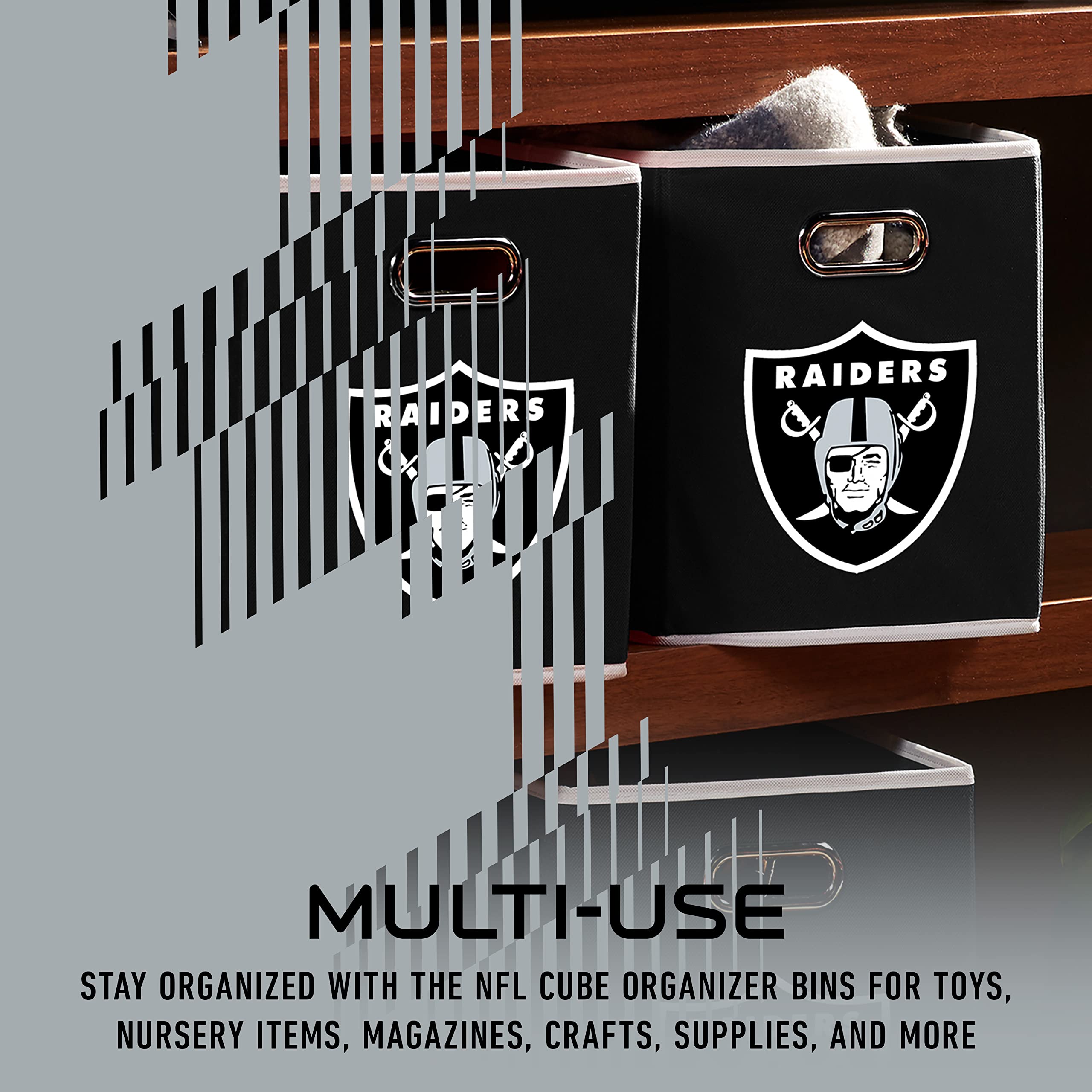 Franklin Sports NFL Storage Bins - Collapsible Cube Container + Basket - NFL Office, Bedroom + Living Room - 11"x11"