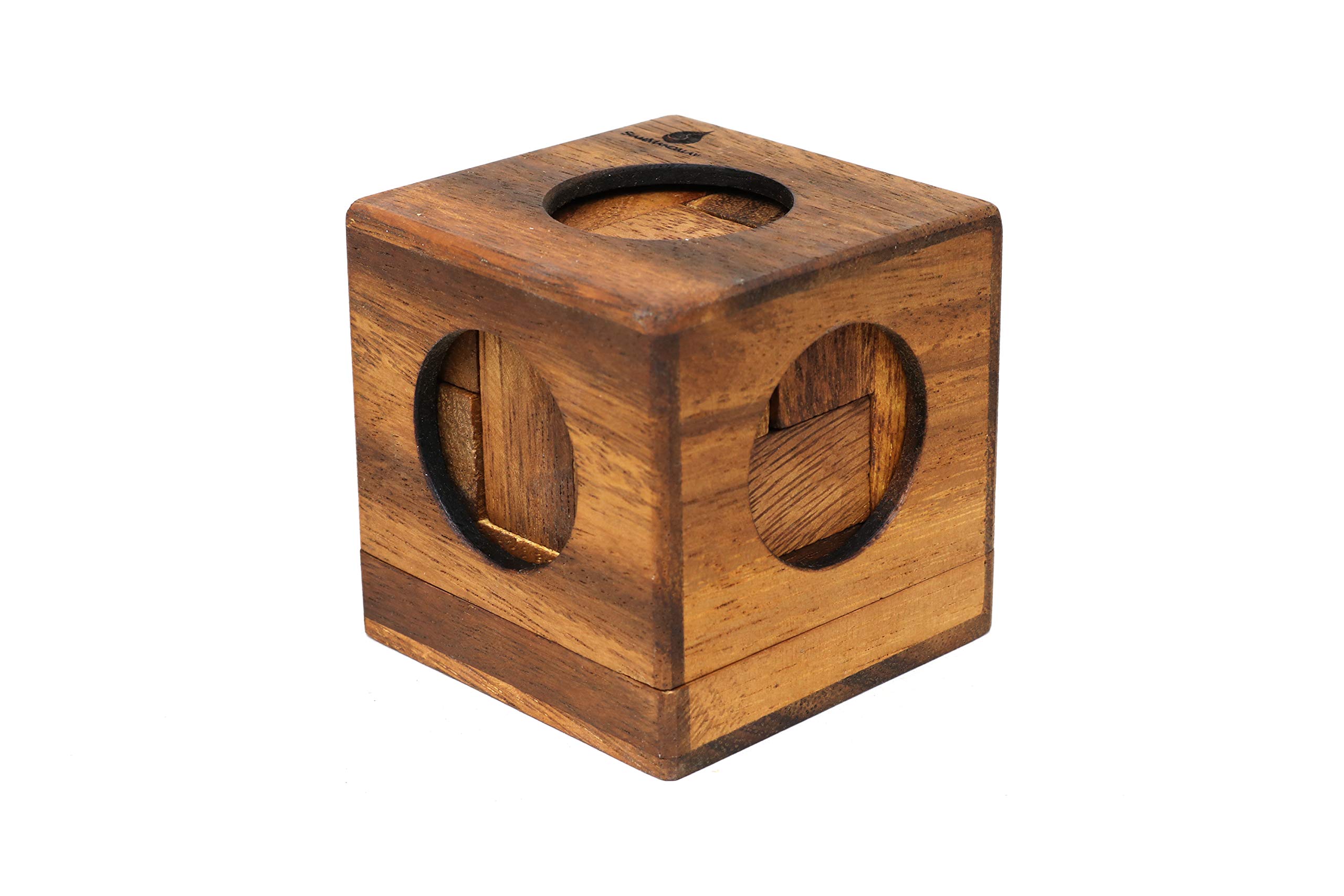 SiamMandalay Cube Puzzle: Wooden Puzzle for Adults a Handmade 3D Brain Teaser Soma Cube