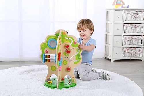 Miniatura 4 de Dakin - Mesa giratoria de centro de actividades para niños pequeños, mesas de actividades de madera, cubo de actividades, juguete de madera, juguete