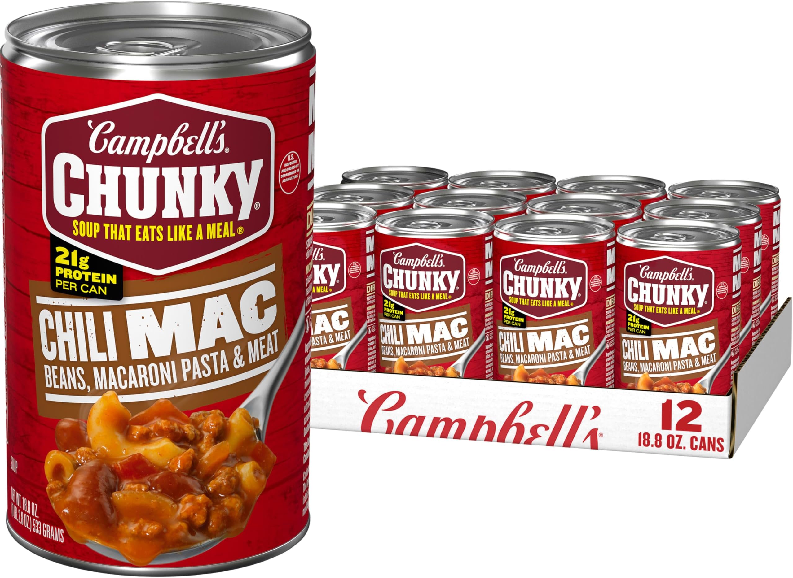 Campbell’s Chunky Chili Mac Soup, 18.8 oz Can (12 Pack)