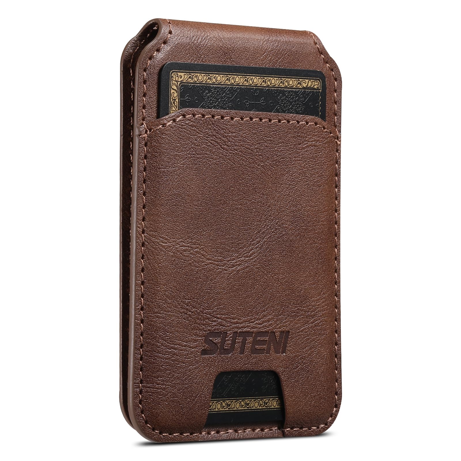 Compatible with Magsafe Wallet, Strong Magnetic,Faux PU Leather,for iPhone Wallet Stand with 3 Card Slots, Slim Lightweight, Compatible with iPhone 16/15/14/13/12 Pro Max Plus Series (Brown)-image-31