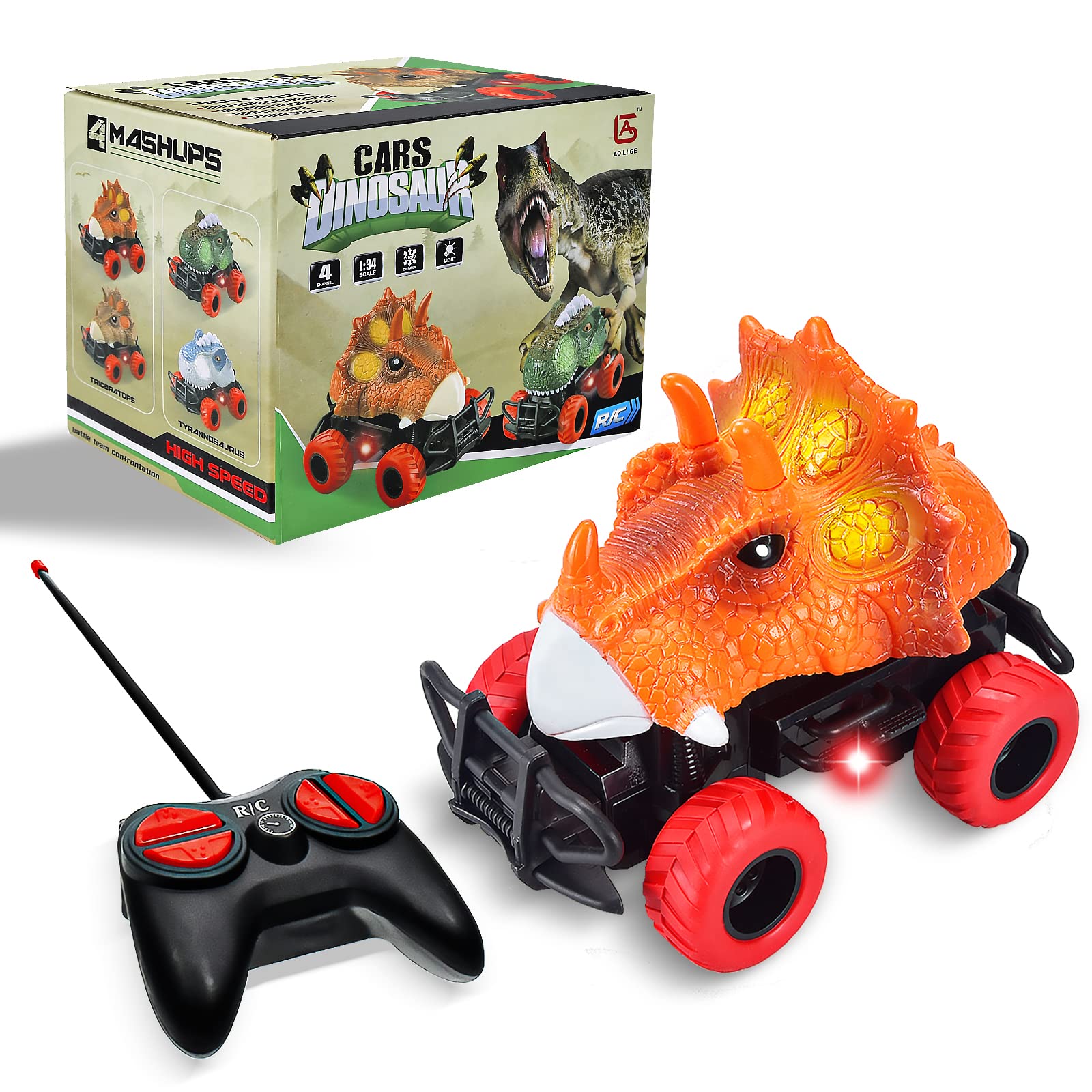 Juguete de dinosaurio para niños de 3 a 8 años, coche teledirigido para niños 3-5 coches de dinosaurio RC para niños de 4 a 6 años, regalos de cumpleaños de Navidad para niños y adolescentes