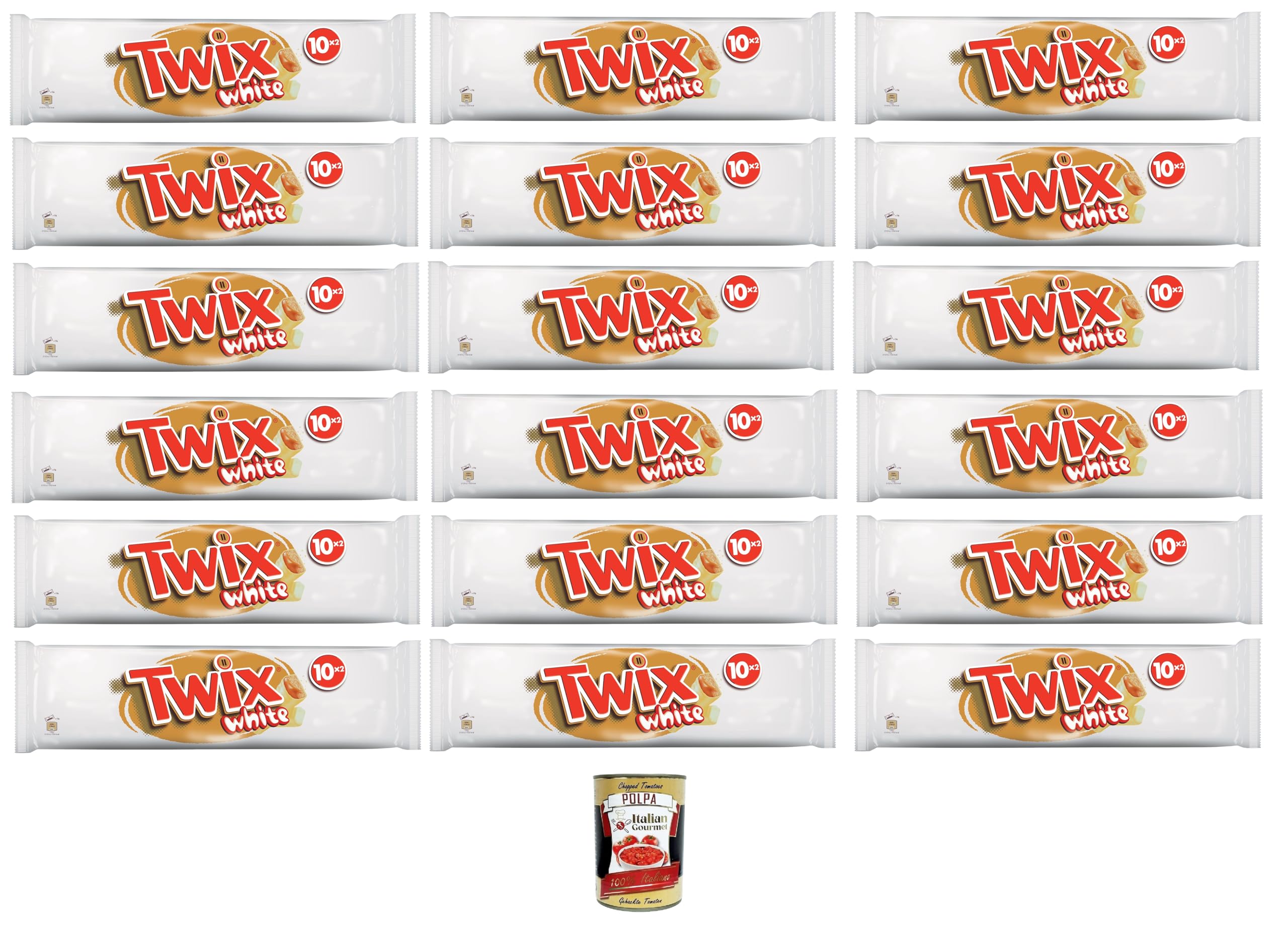 Italian Gourmet TWIX White Biscotto Keks Caramello Schoko weiße 18 x 460g | Multipack con barretta da 46 g, crema e copertura chiara; ideal für Vorrat, Gesamtnettogewicht 460 g + Kostenlos Polpa 400g