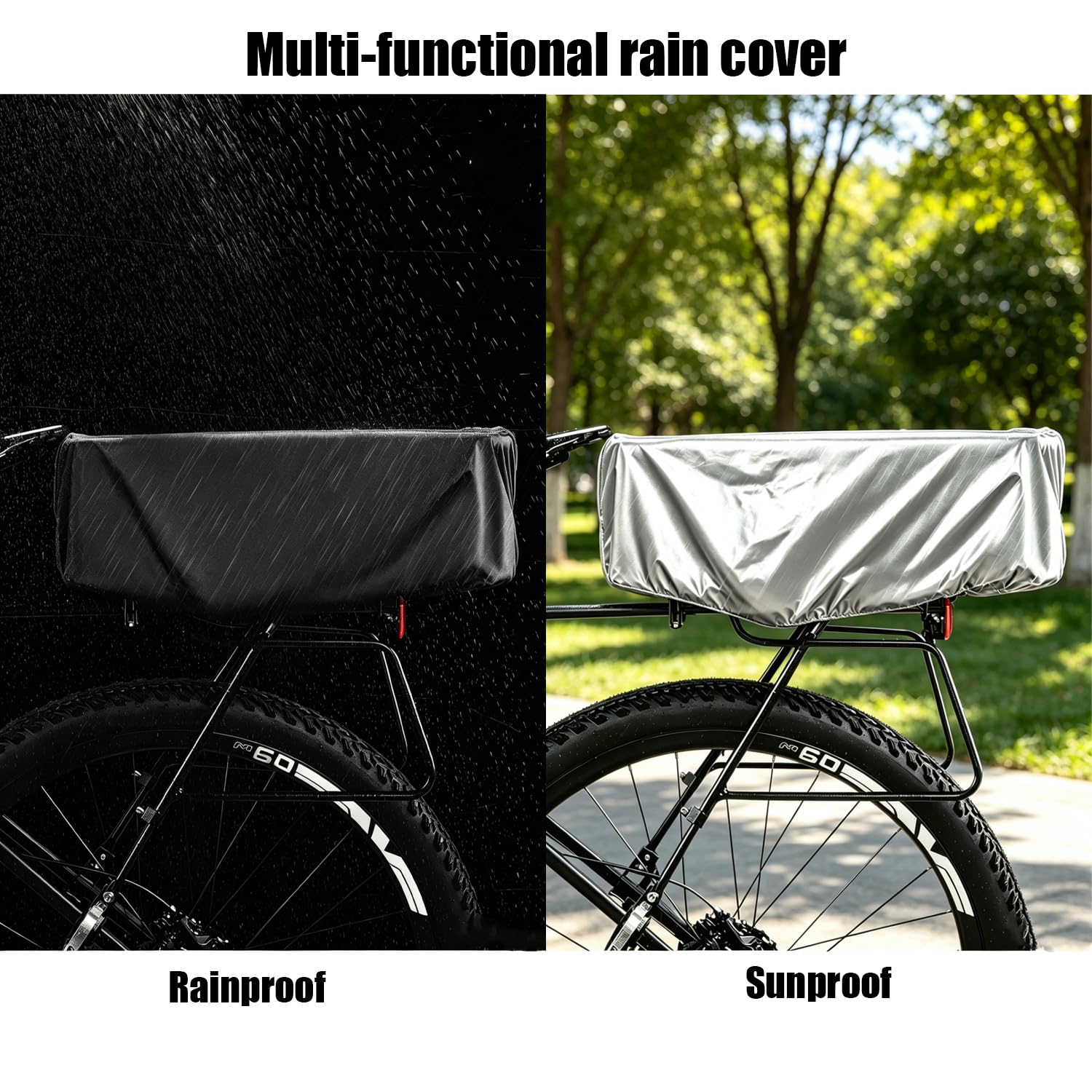 Panier Velo Arriere,Panier De Rangement Arrière Pour Vélo Grande Capacité Et Étanche,Avec Filet De Transport Et Doublure Épaisse+Couvre-pluie,Pour Transporter De La Nourriture,Des Courses,Des ,Etc.