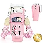 LOKASS Personalized Water Bottle Holder with Strap for Stanley Cup Accessories 40 oz Tumbler, Initial Water Bottle Carrier Bag W/Phone Pocket, for Women,Ideal for Thanksgiving/Christmas/New Year