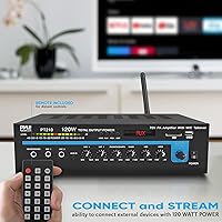 Vista 4 de Pyle Home Compacto Amplificador mono de megafonía - Sistema receptor de altavoz PA de sonido de audio de potencia doméstica profesional de 120