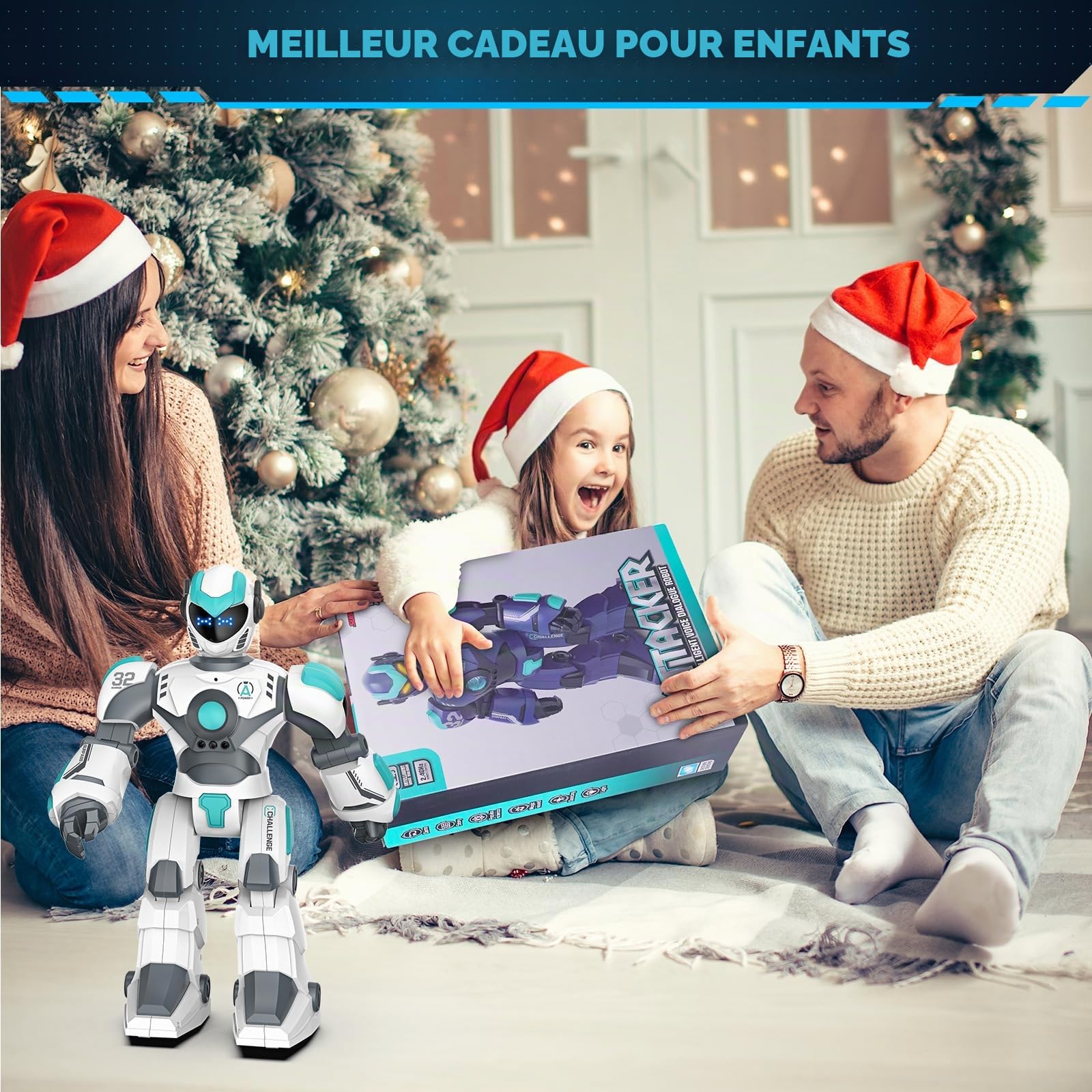 Robot télécommandé programmable RC pour enfants, grand jouet de 40 cm avec chant, danse, détection de gestes et commande vocale, intelligent rechargeable pour tout-petits garçons filles 3+
