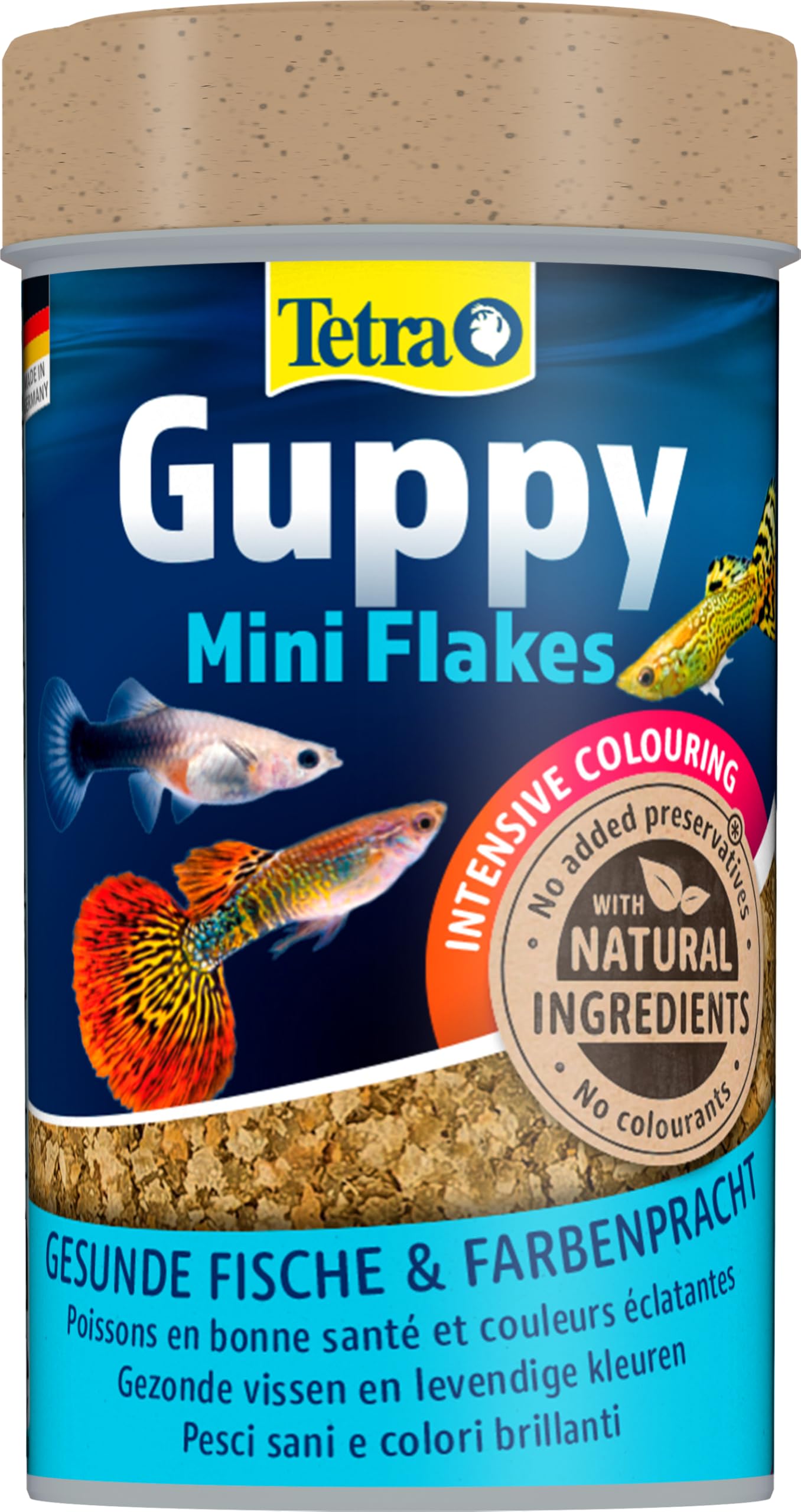 TetraGuppy Mini Flakes - Fish Food for All Guppies, Fine Flake Food for a Balanced and Nutrient Rich Diet, 100 ml Tin