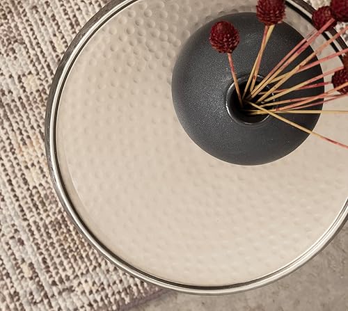 Miniatura 6 de Kate and Laurel Sanzo - Mesa moderna de pedestal para bebidas, 9 x 9 x 23 pulgadas, níquel antiguo, mesa auxiliar decorativa con mesa martillada