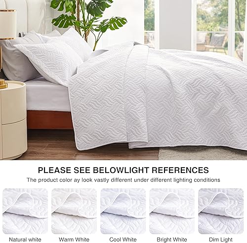 Vista 201 de Love's cabin Colchas para cama Queen de color blanco, colcha suave de verano, colcha de microfibra ligera, colcha de estilo moderno