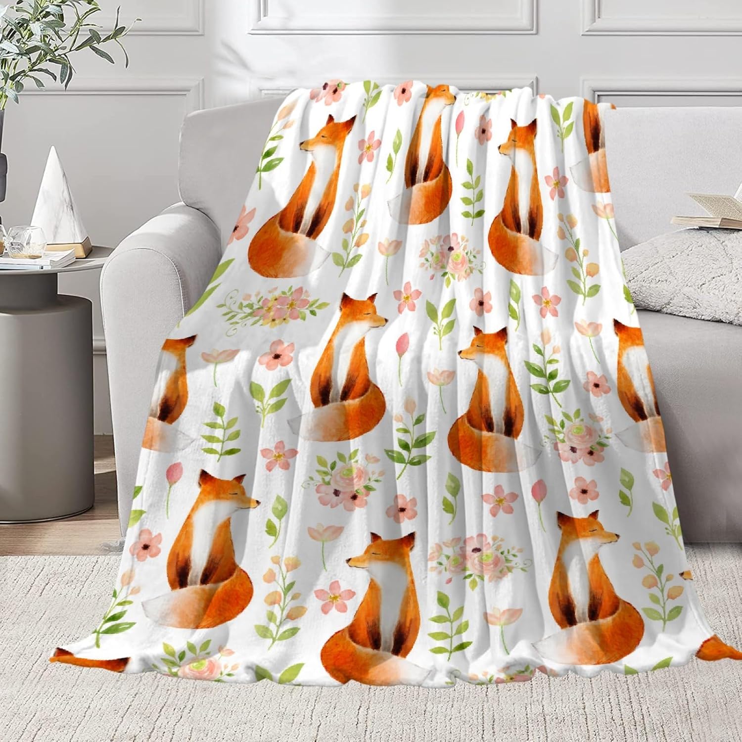 Yukisbea Fox Blanket for Girls Boys Fox Decor for Fox