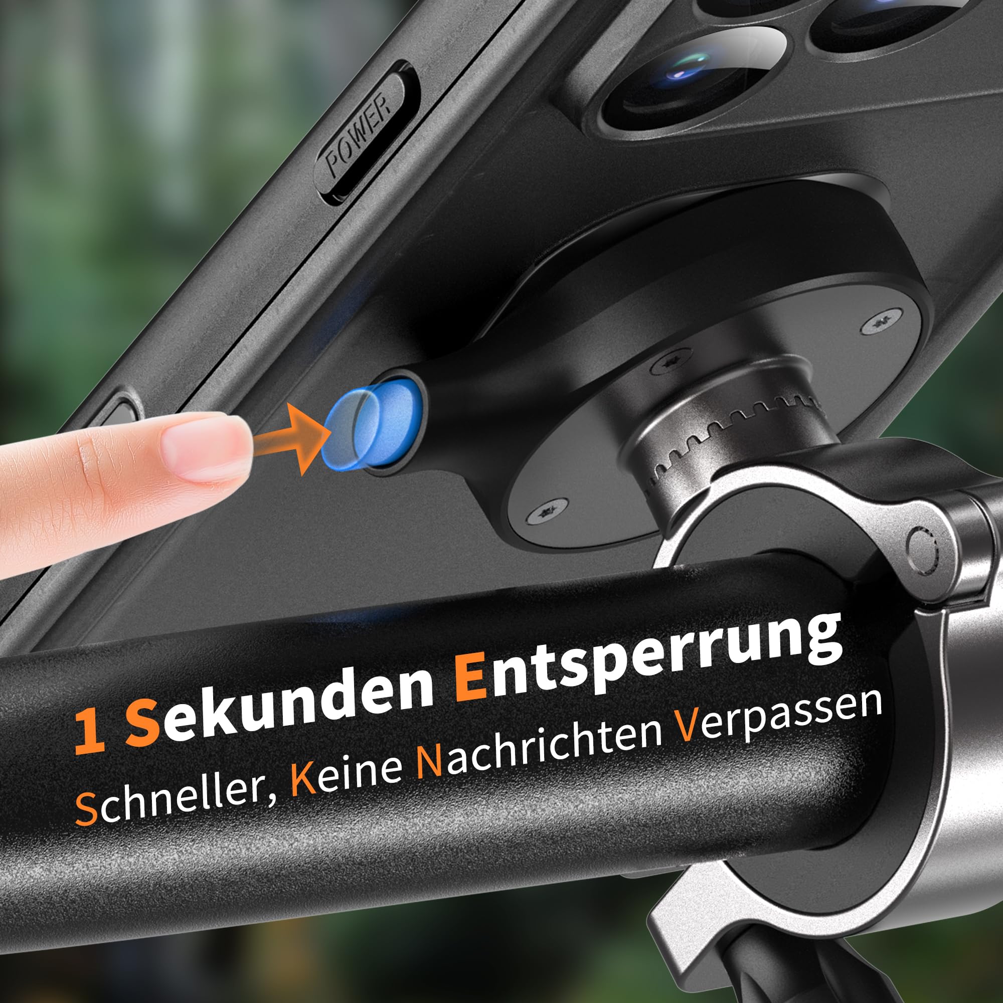 Cozycase 1S-Knopf Wasserdicht Handyhalterung Fahrrad Für iPhone 17 Pro | Anti-Diebstahl Hülle Handy Halter Motorrad Lenker Rennrad Mtb Ebike Bike Phone Holder Mount Fahrradhalterung IP68 Waterproof