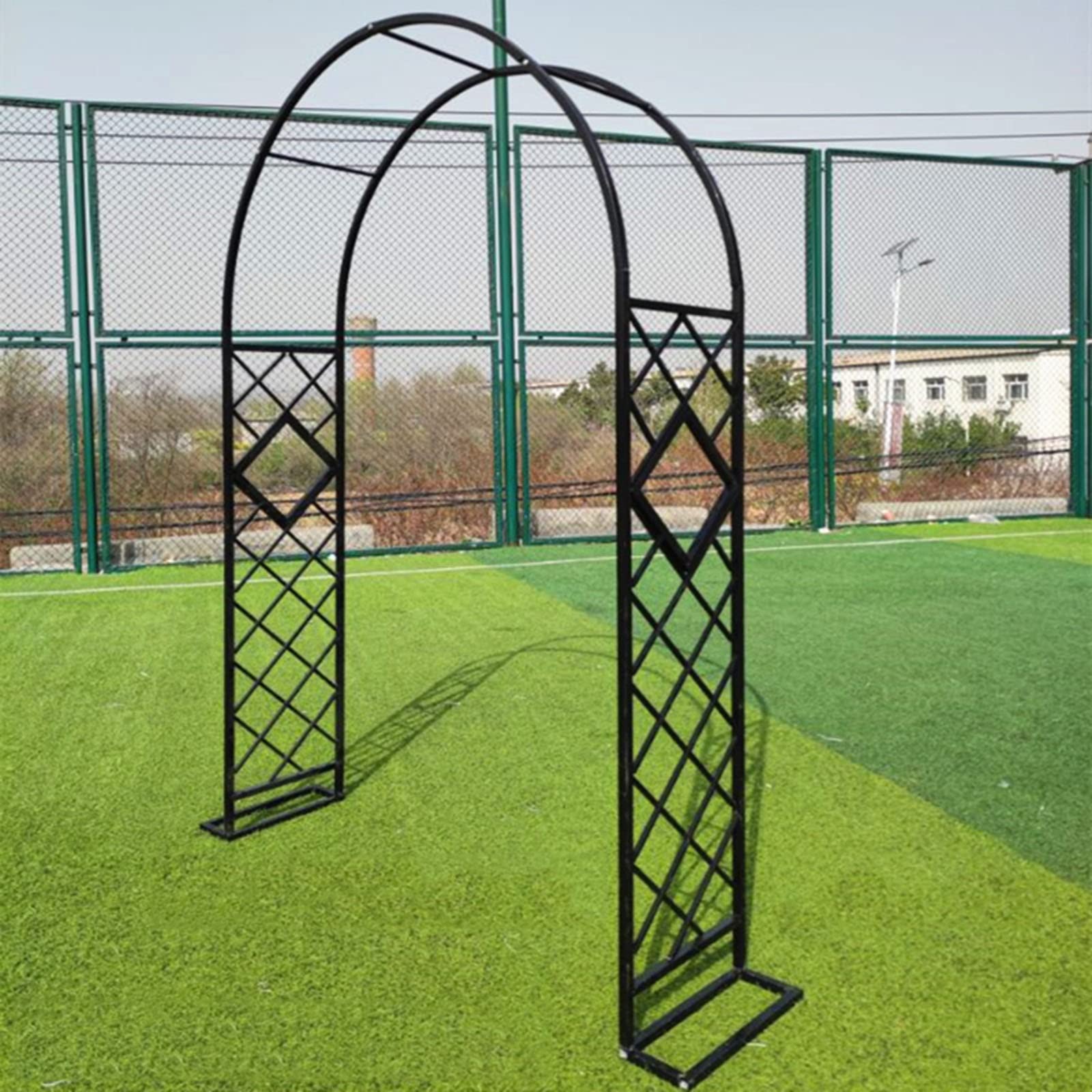 Pergola ad arco in metallo resistente, 1,4 m e 3,4 m, per piante rampicanti, giardino, pergolato, rose, arco, decorazione per matrimoni, resistente alle intemperie, colore nero, 220 x 230 x 4 cm