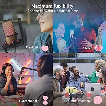 CHERRY UM 9.0 PRO RGB USB Microphone With RGB Lighting For Gaming, Streaming, ASMR, 4 Polar Patterns, Compatible With PC/Mac/PS4/PS5, Black Copper