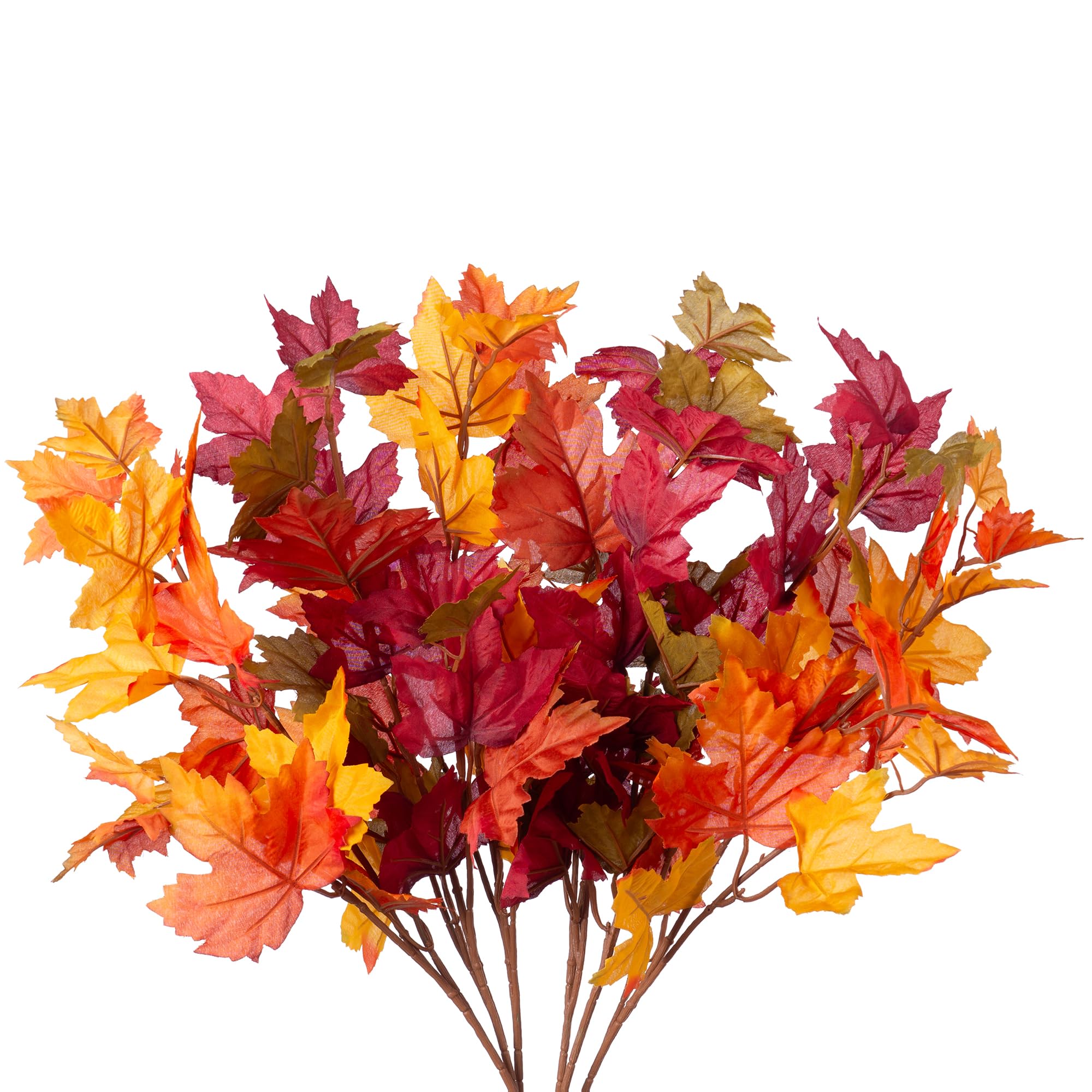 Artificial Maple Leaves Branches 21.6in Fake Fall Leaves Stems Plants Outdoor Greenery for Home Farmhouse Thanksgiving Table Centerpiece Fireplace Halloween Décor Orang