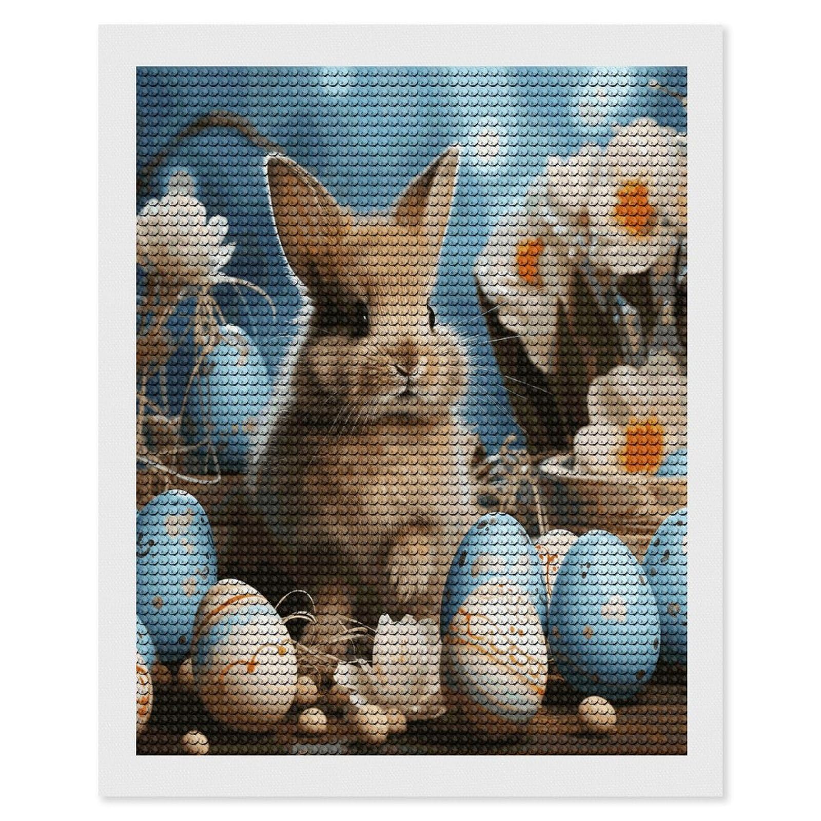 FekiLoot Cute Easter Eggs Rabbit Diamond Art Kits for Adults Diamond Painting Kits for Beginners DIY Diamond Art Kits Round Full Drill Diamond Dot Gem Painting for Home Wall Decor Gift 16"x20"