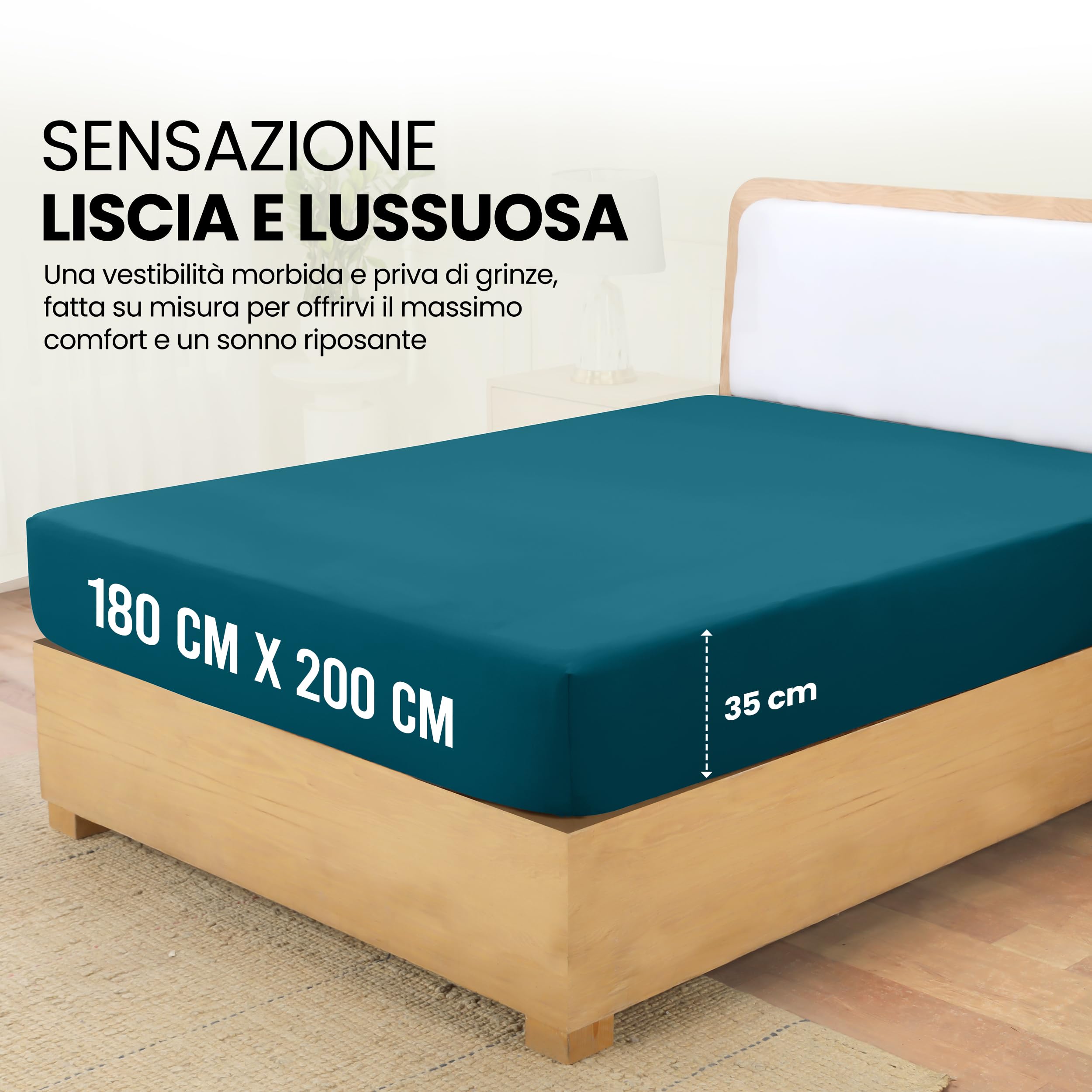 Utopia Bedding Lenzuolo con Angoli, Una Piazza - 180 x 200 cm - Blu Denim - Microfibra di Poliestere Spazzolato - Lenzuolo Sotto con Angoli Elasticizzato