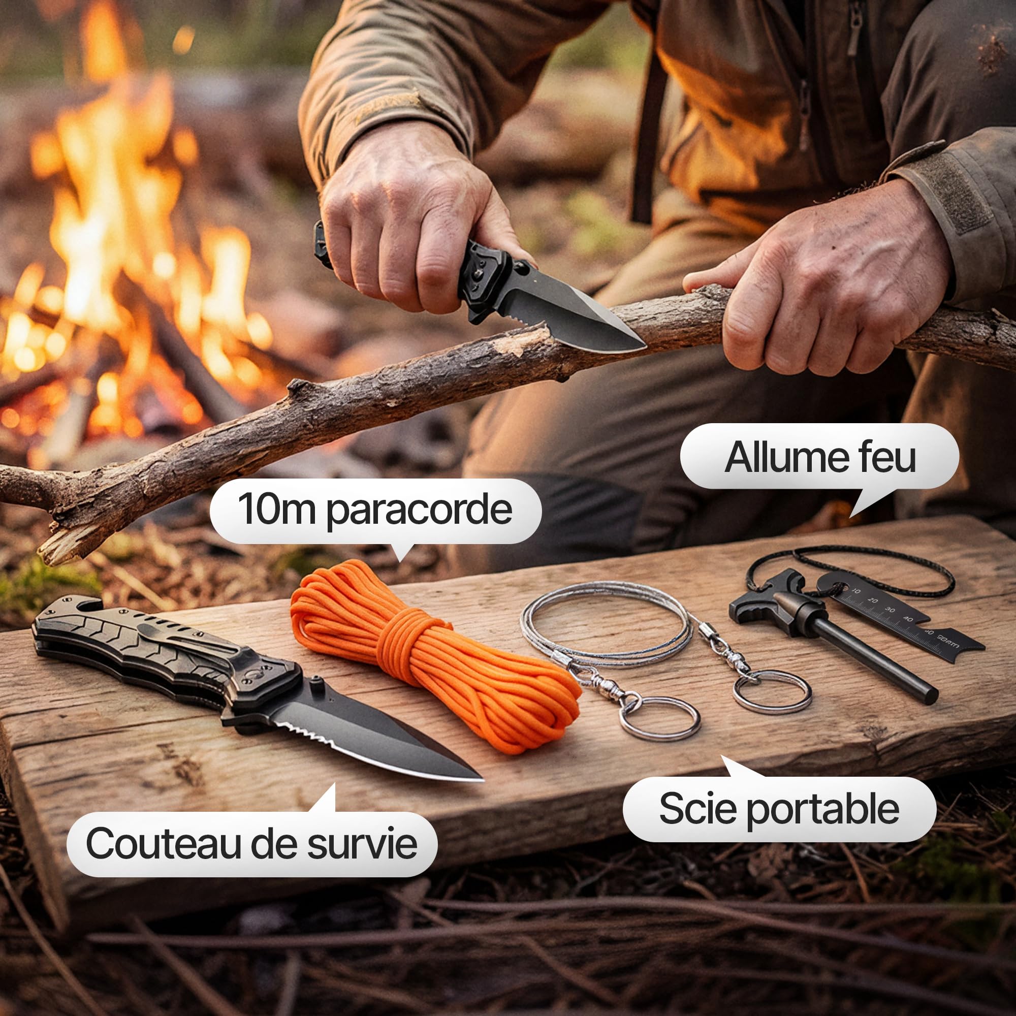 WONCROW ® Zestaw survivalowy + zestaw pierwszej pomocy, słomka z filtrem wody, wyposażenie outdoorowe, akcesoria na kemping, wędrówki, rower, do plecaka, apteczki, gadżety dla mężczyzn i dzieci