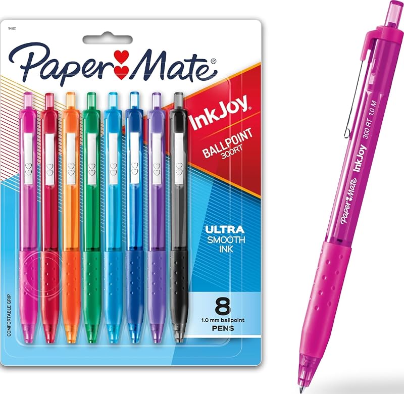 InkJoy 300RT Retractable Ballpoint Pens, Medium Point (1.0mm), Assorted, 8 Count