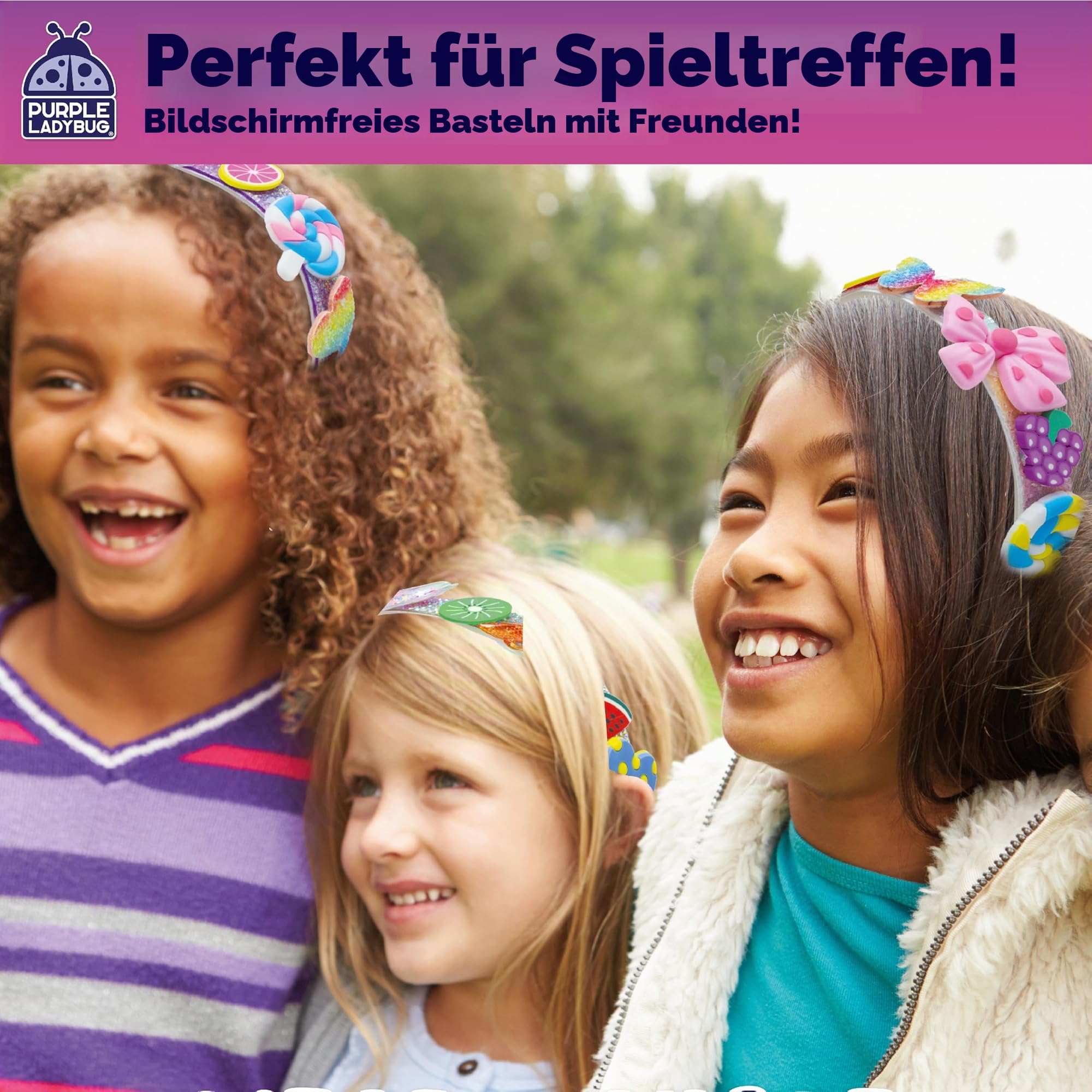 PURPLE LADYBUG Haarreifen Mädchen - Kreatives Basteln Mädchen 6 Jahre - Coole Geschenke für Teenager und Kinder - Haarschmuck Bastelset Kinder ab 7 8 9 10 11 12 13 14 Jahre