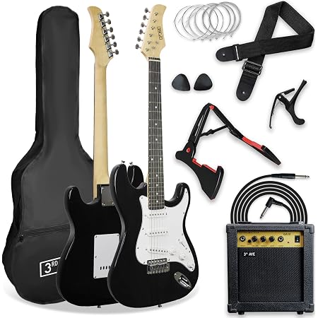 Pack Débutant Guitare électrique 4/4 Noir Mat Ampli 20W - Avec Sac Et Accessoires Guitare électrique Gaucher
