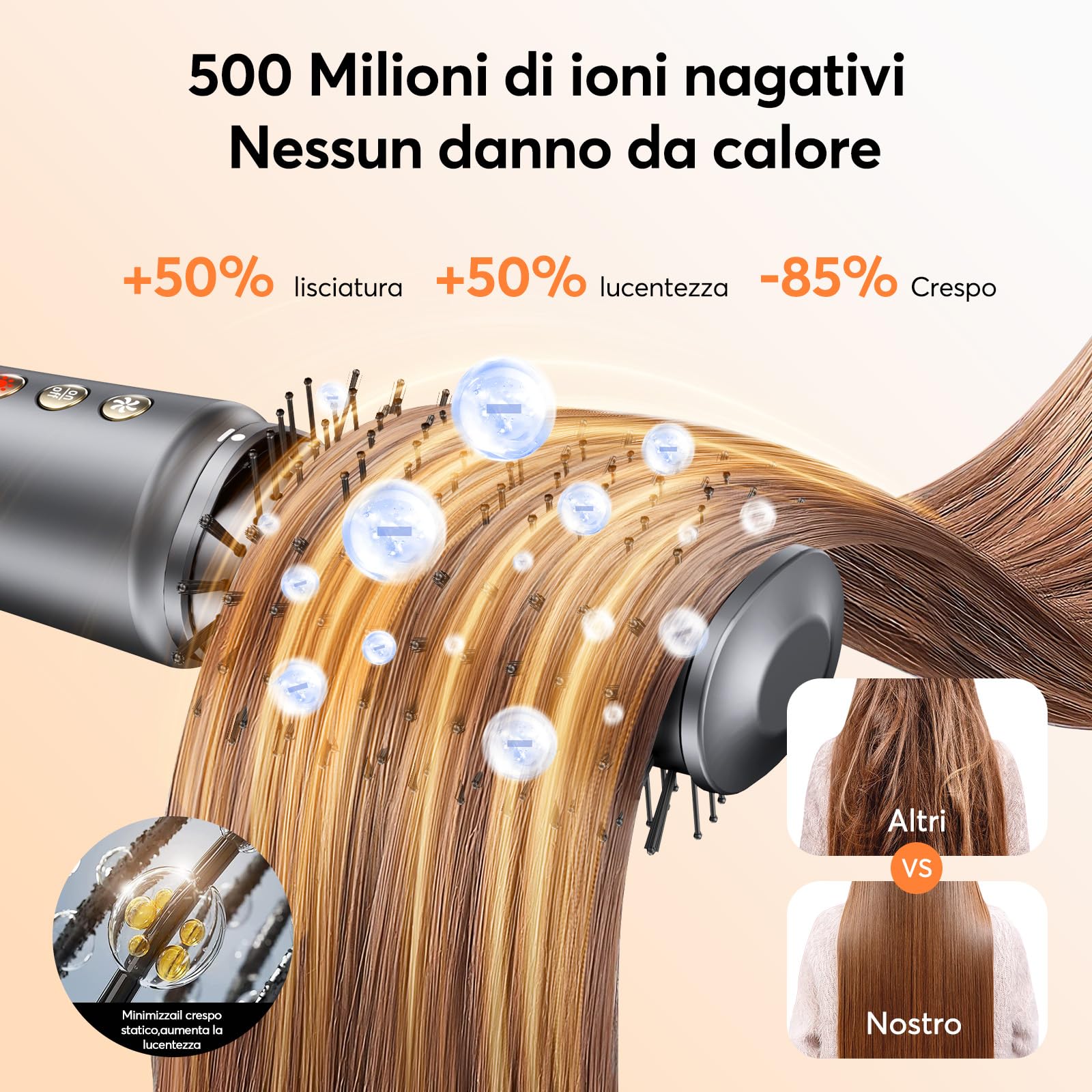 Bopcal Hair Styler 5 in 1 Asciugacapelli - Professionale Phon Capelli，Arricciacapelli Automatico 32MM, Spazzola Aria Calda con Milioni Ionico, Volumizzant, Liscio, Regali 892-B