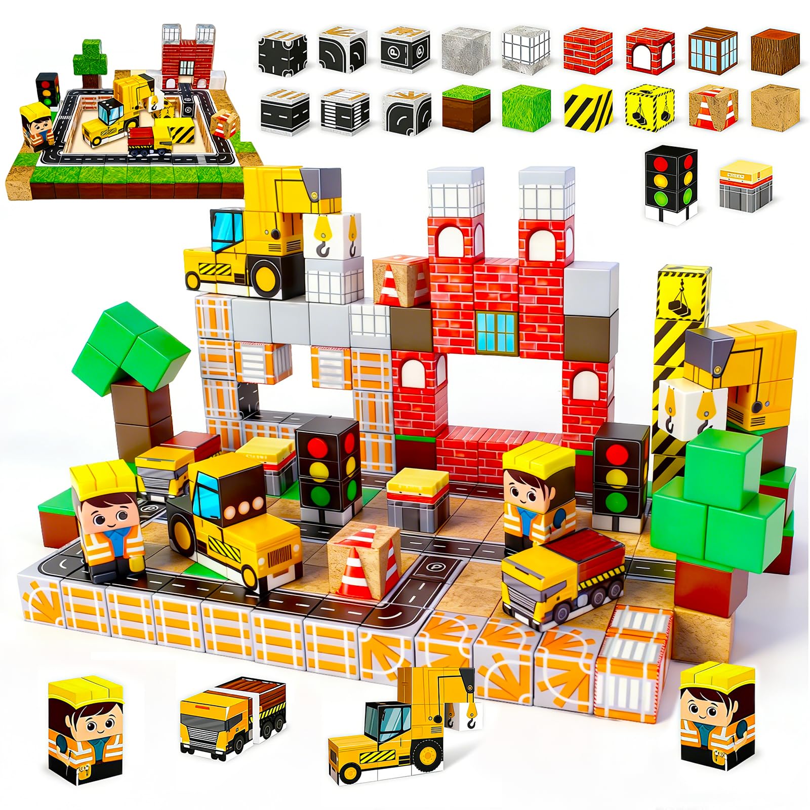 Ynanimery Magnetic Blocks 100 PCS for 3 4 5 6 Years Olds – Montessori Sensory Toys Magnetic Building Blocks Kids Toys for Boys & Girls Birthday Gifts