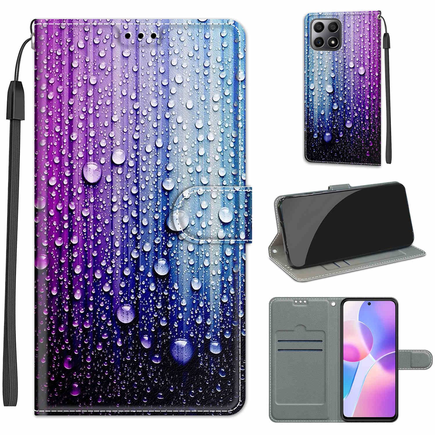 Custodia Flip Per Honor View 10 Lite / Honor 8X - Pelle PU Con Design Mandala Blu