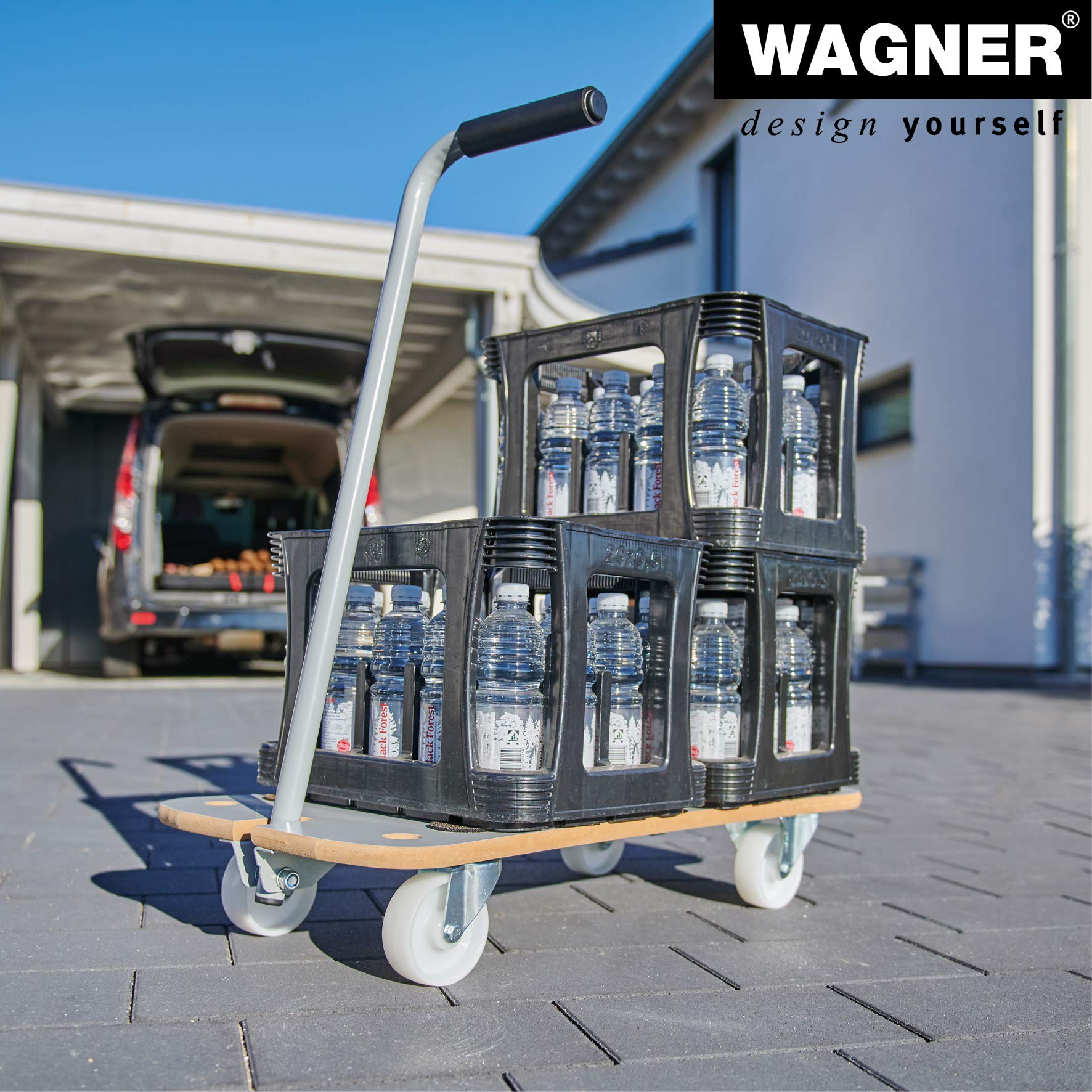 WAGNER Carrello da trasporto MM 1389 I 79 x 39 cm I timone pieghevole - ideale per carichi pesanti I cuscinetti antiscivolo I portata 200 kg I facile da pulire - 20138901