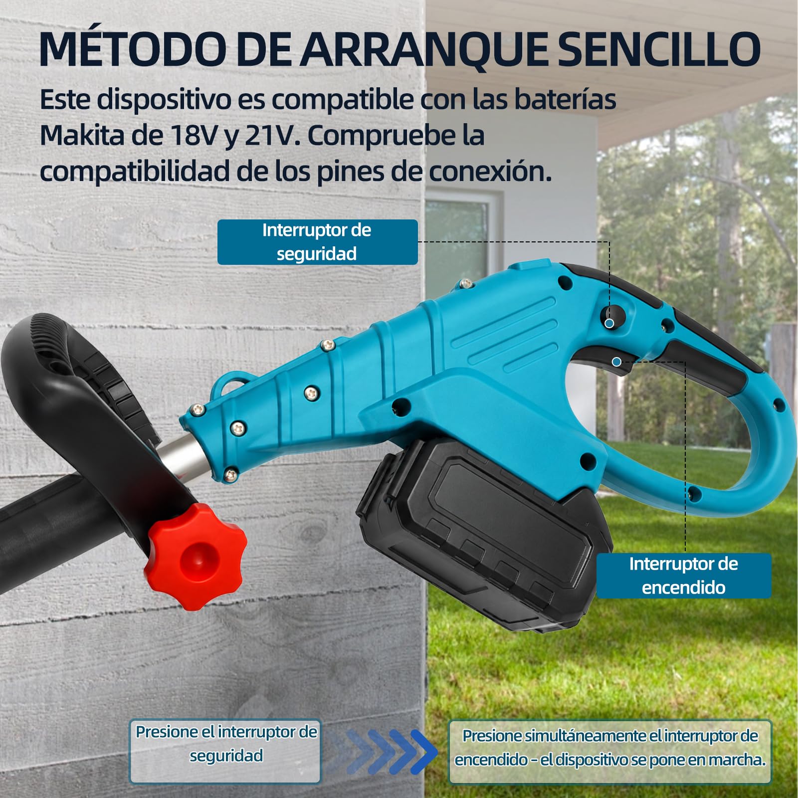 Azada con batería con motor sin escobillas para Makita 18 V, batería de 350 W, profundidad de trabajo de 16 cm, ancho de trabajo de 23 cm, (sin batería)