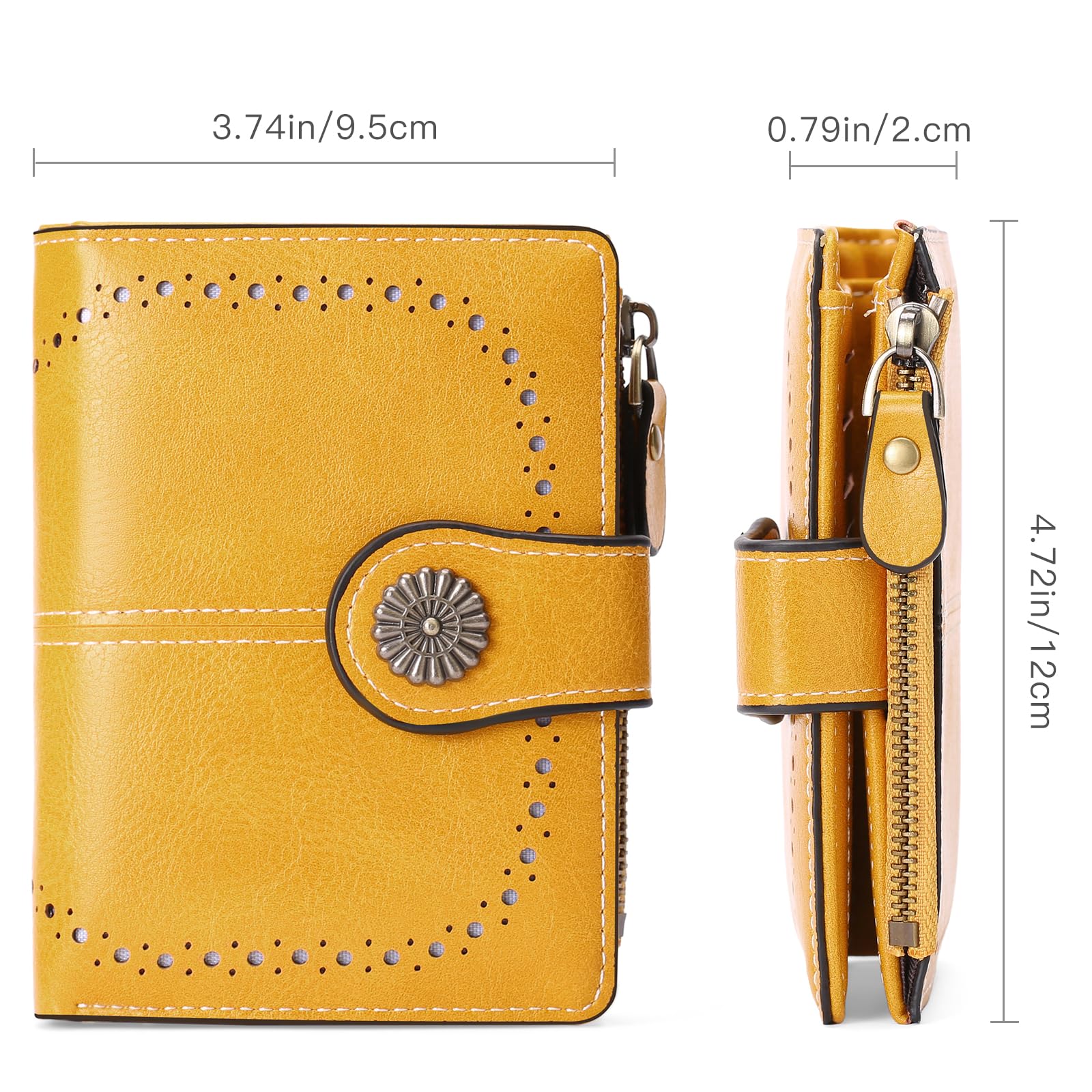 Small Wallet for Women Bifold Credit Card Holder RFID Blocking with Zipper Pocket