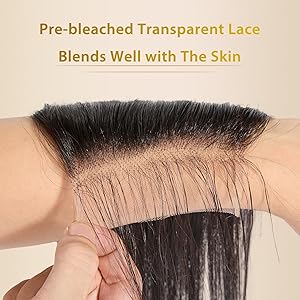 WEQUEEN 4x4 Lace Closure Human Hair Straight 18 Inch Transparent Lace Closure Invisible Bleached Knots Pre-Plucked with Baby Hair Natural Black