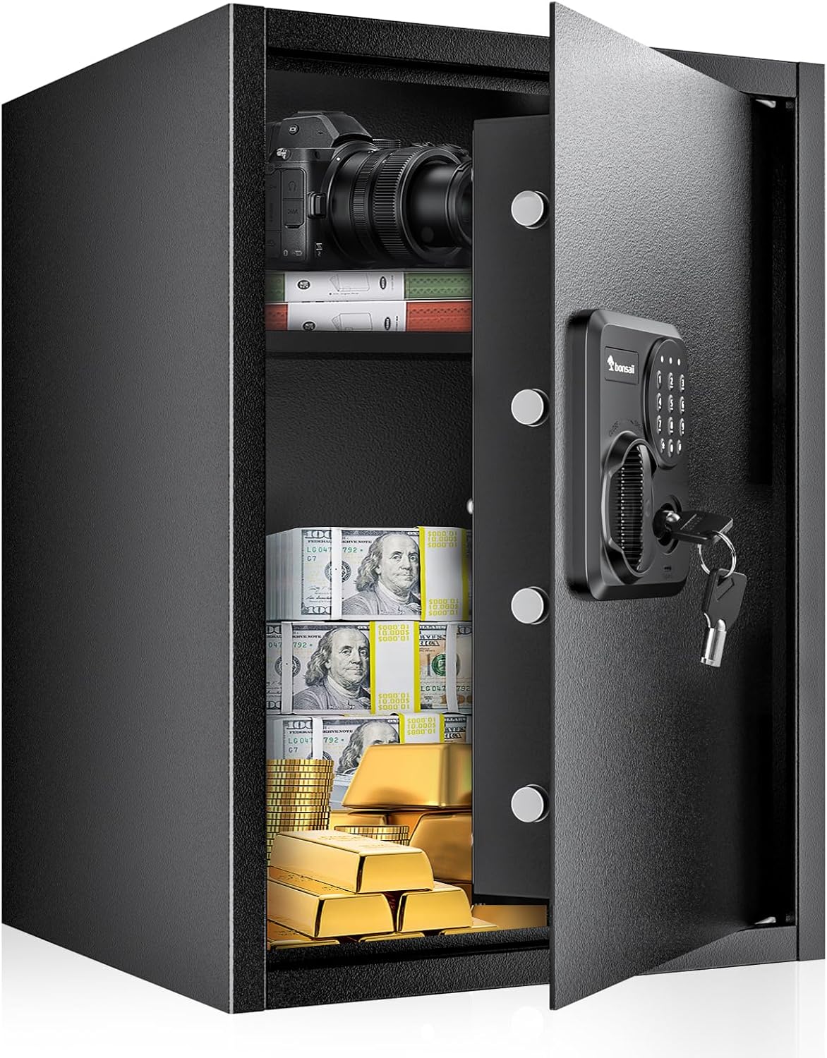Bonsaii 1.8 Cubic Feet Security Home Safe with Digital Keypad, Security Box for Jewelry, Cash, Guns | Document Safe (14.2"x12.99"x19.7") 1.8 cu.ft.