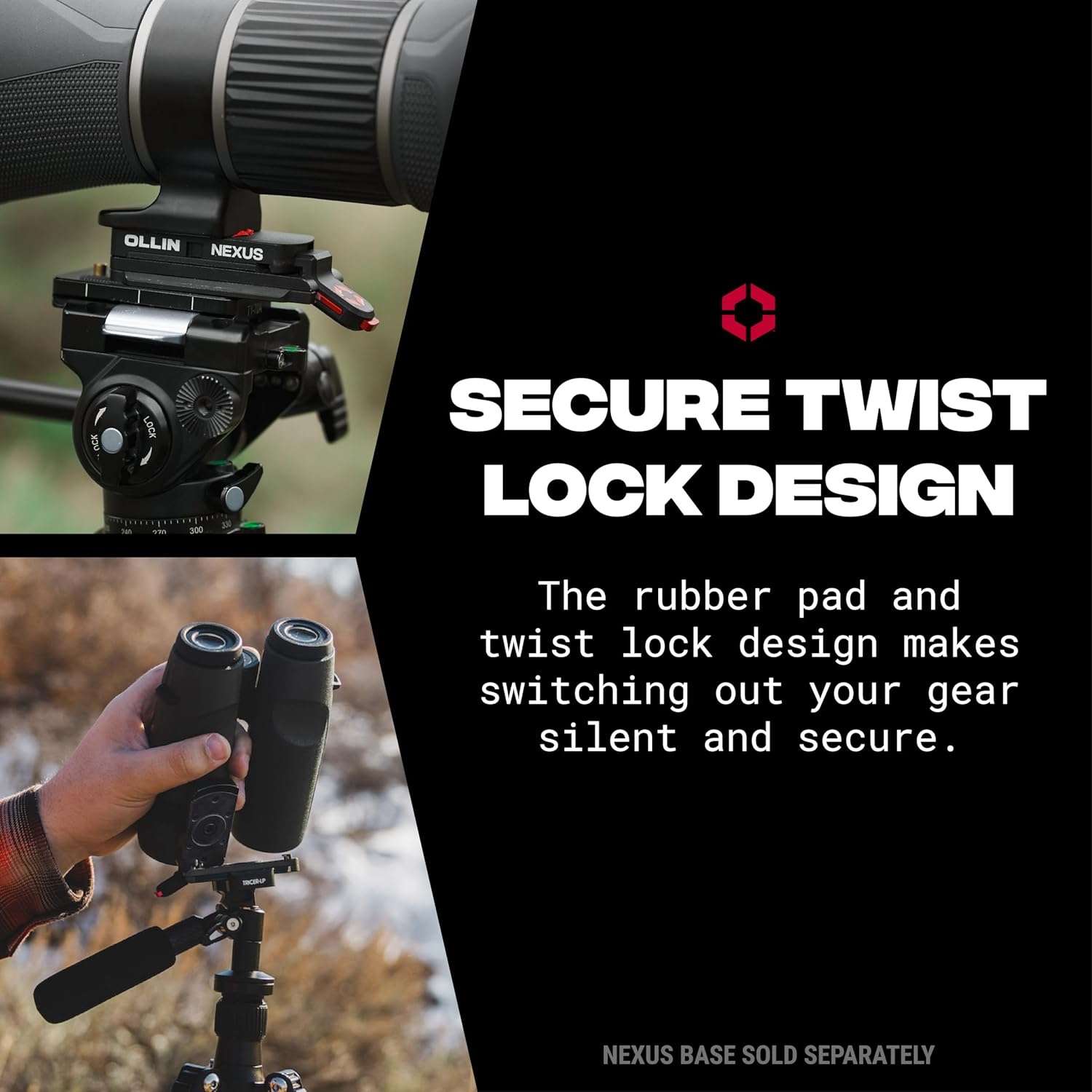 OLLIN Nexus Plate Universal Tripod Adapter - Magnetic Quick Release Attachment, Camera, Optics, Firearm Mount