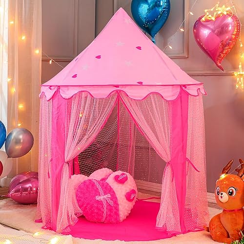 Kirkjufell Tienda de campaña de princesa para niñas, preciosas tiendas de campaña de lentejuelas brillantes, tienda de campaña desplegable para