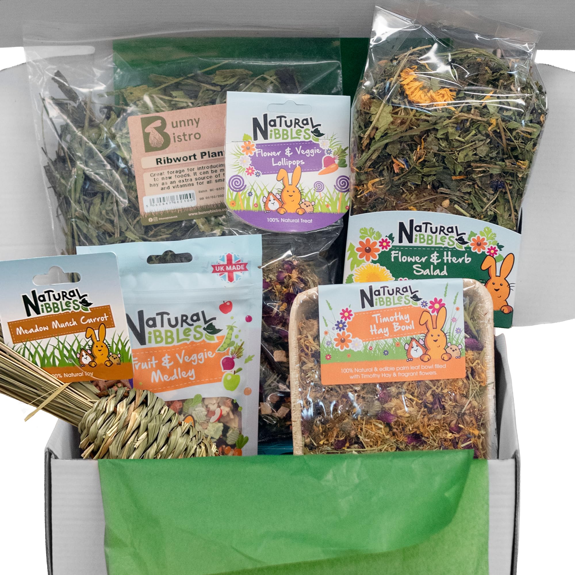 Bunny Bistro Monthly Forage Box, Rabbit & Guinea Pig Treat Bundle, Small Animal Boredom Buster