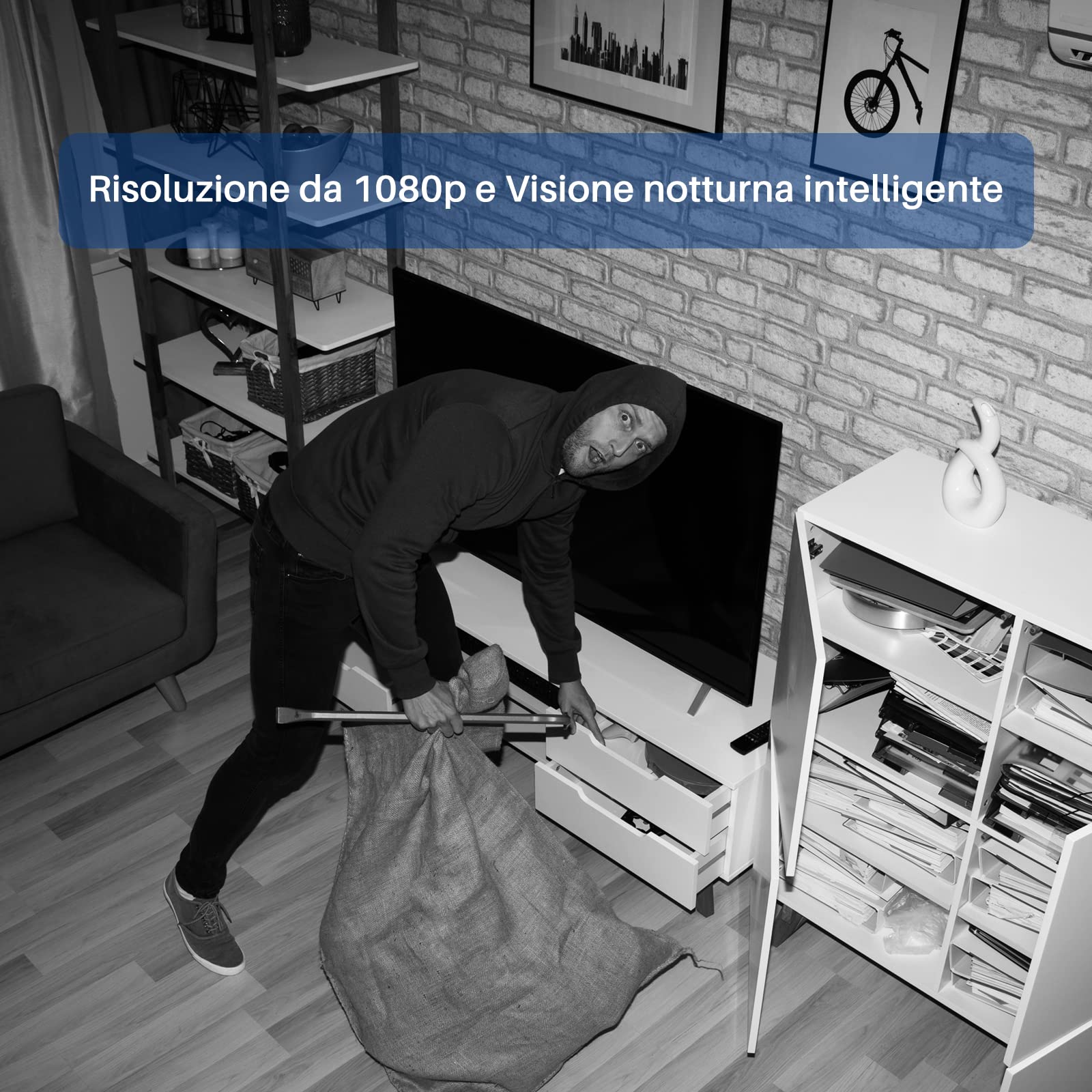 Chuango PT-300Q Bezprzewodowa Wewnętrzna kamera nadzorująca Wi-Fi - wykrywanie ruchu w domu - Panoramiczne pole widzenia, noktowizor i nachylenie - Aparat 1080P - Dwukierunkowy dźwięk
