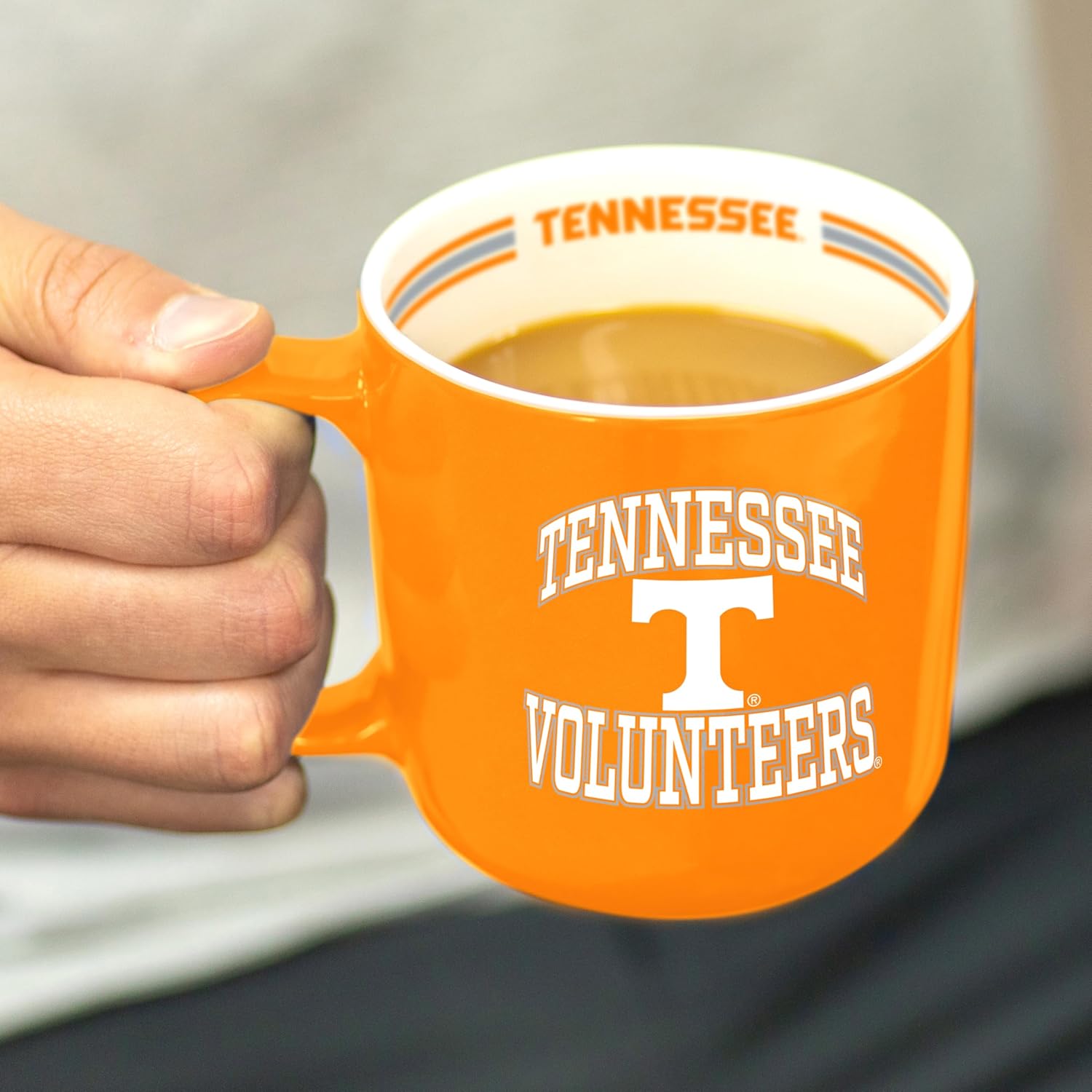 Logo Brands NCAA Tennessee Volunteers 15oz Stripe Mug - Team Logo, Inside Print, Standard Handle, Microwave & Dishwasher Safe - Image 6